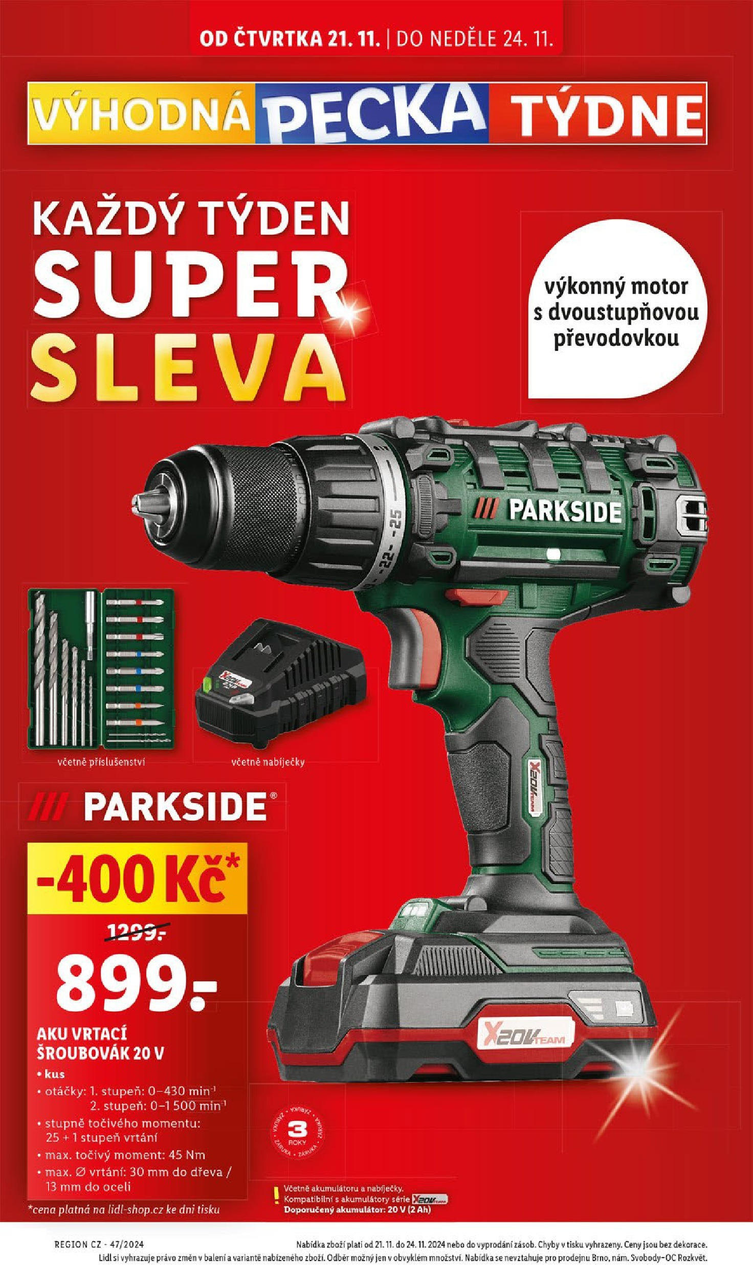 Lidl leták od 21.11.2024 - Nový akční leták | Strana: 11 | Produkty: Parkside, Šroubovák