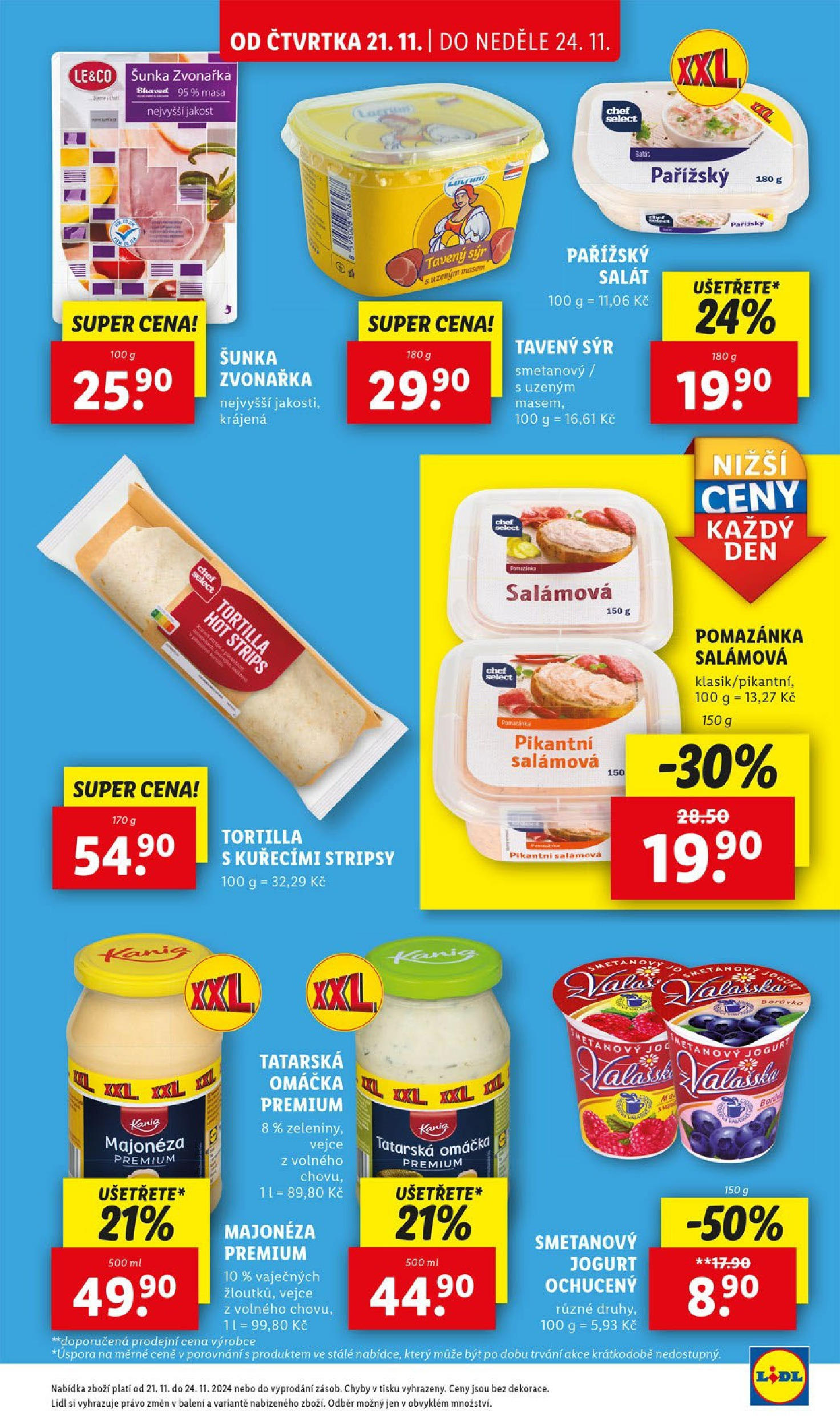 Lidl leták od 21.11.2024 - Nový akční leták | Strana: 19 | Produkty: Jogurt, Pomazánka, Majonéza, Tortilla