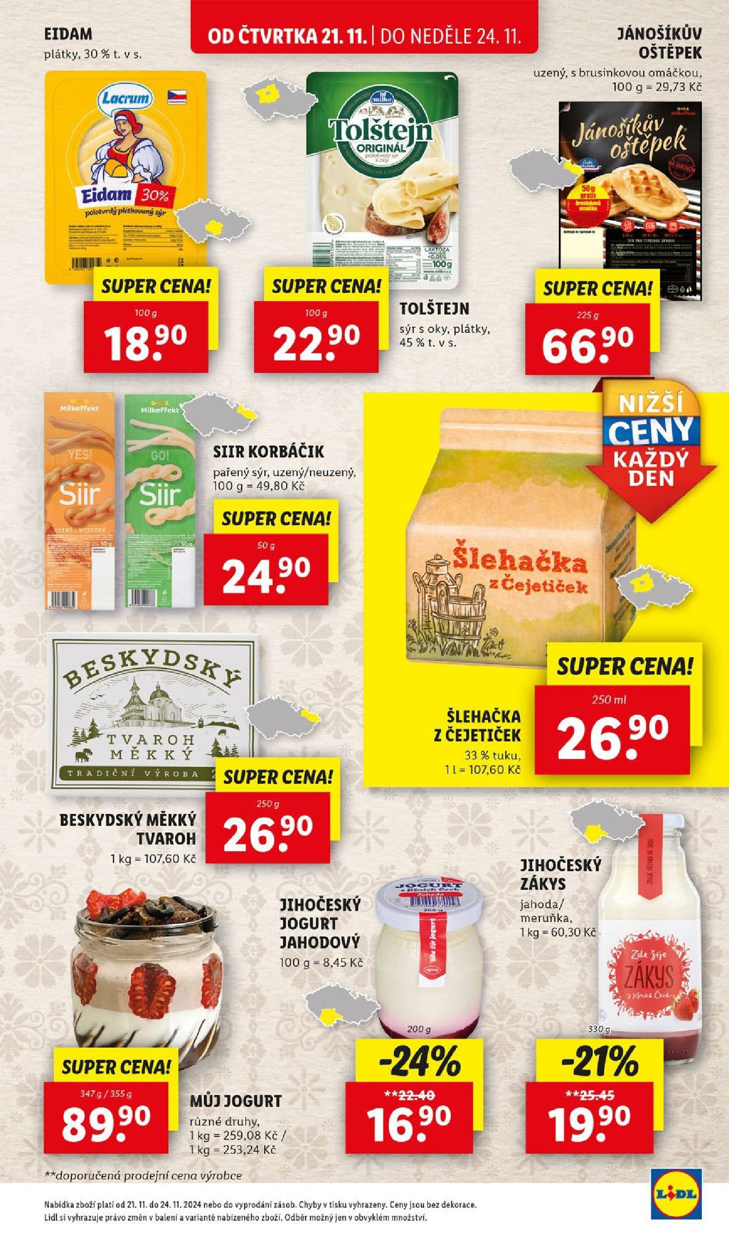 Lidl leták od 21.11.2024 - Nový akční leták | Strana: 23 | Produkty: Sýr, Jogurt, Tvaroh, Eidam