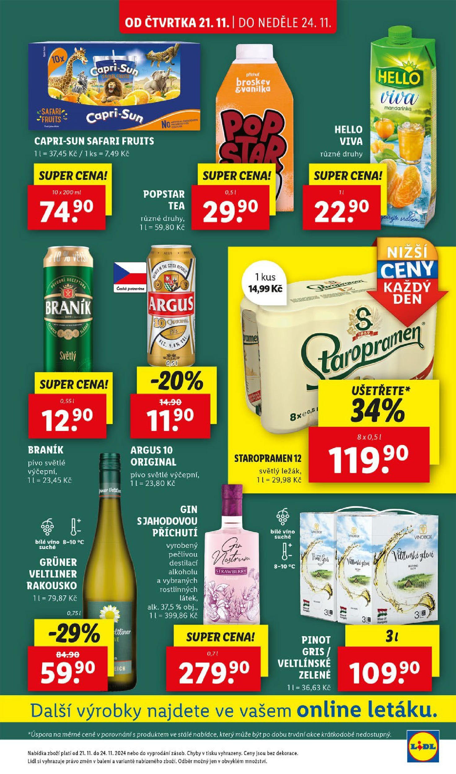 Lidl leták od 21.11.2024 - Nový akční leták | Strana: 33 | Produkty: Staropramen, Víno, Argus, Braník