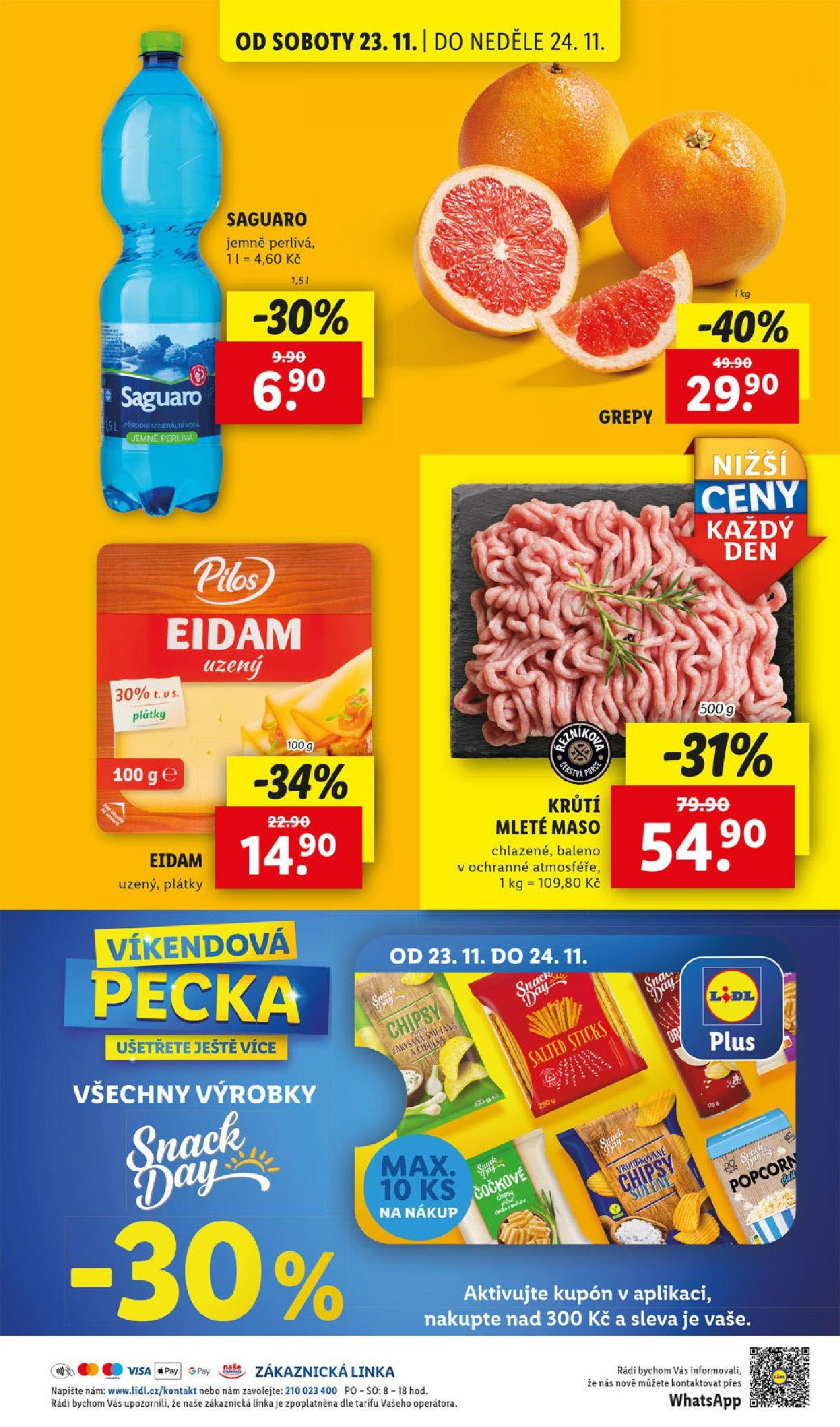 Lidl leták od 21.11.2024 - Nový akční leták | Strana: 62 | Produkty: Voda, Saguaro, Eidam, Maso