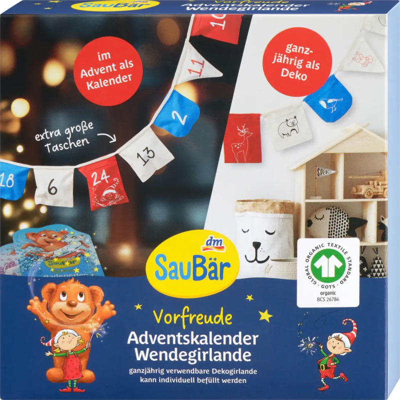 SauBär Adventskalender, Wende-Girlande zum Selbstbefüllen