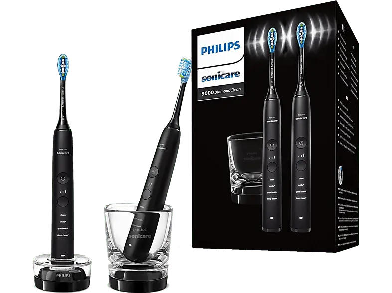 Philips HX914/54 Sonicare DiamondClean 9000 Elektrische Schallzahnbürste im Doppelpack Schwarz