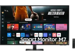 Samsung Smart Monitor M7 mit Fernbedienung, UHD 4K, 43 Zoll, Tizen OS, 4ms GtG, 20W Audio, HDR10, VA-Panel, WiFi + BT, Schwarz
