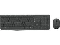 LOGITECH Desktop Set MK235 Wireless, Kabellos/USB, qwertz, Spritzwassergeschützt, Schwarz