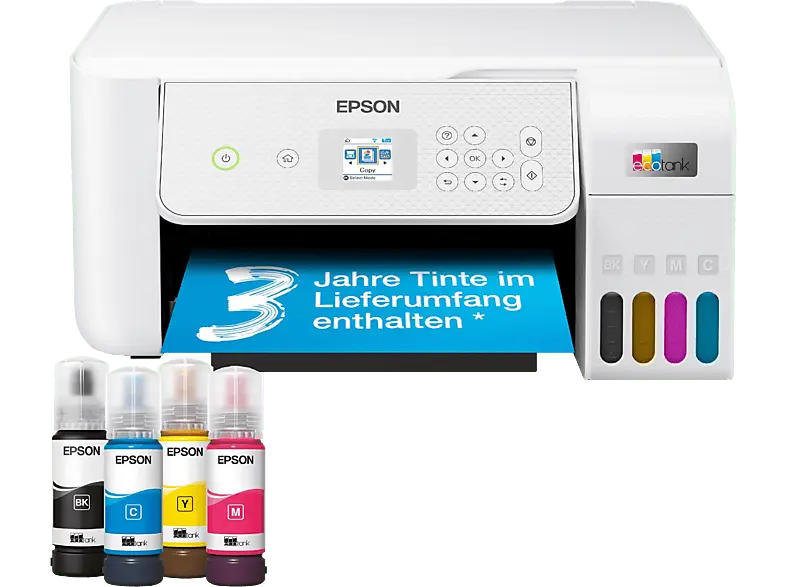 EPSON EcoTank ET-2876, Multifunktionsdrucker, WLAN, Tintendruck, Weiß, Tintentank