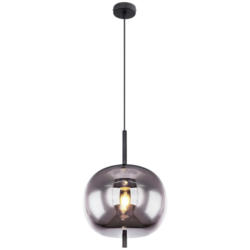 GLOBO Pendelleuchte Blacky 15345H1 schwarz Metall Rauchglas H/D: ca. 120x30 cm E27 1 Brennstellen