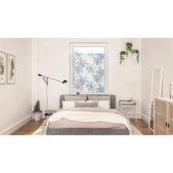 LICHTBLICK Fensterfolie Blueprint Palms Floral Blueprint Palms blau B/L: ca. 100x180 cm