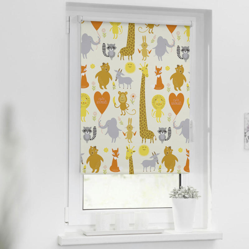 Verdunkelungsrollo Cute Animals gelb B/L: ca. 70x150 cm