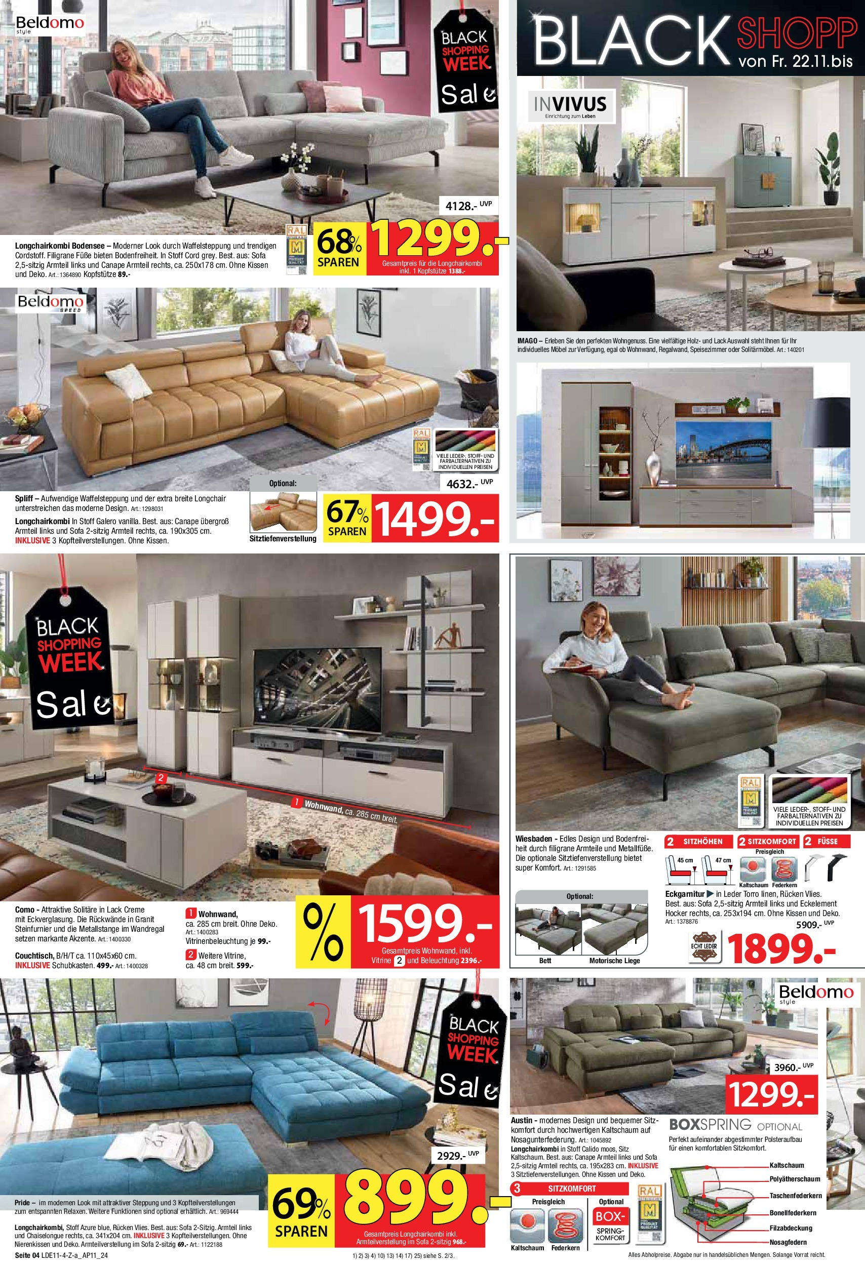 Zurbrüggen BLACK FRIDAY Prospekt von 21.11.2024 | Seite: 4 | Produkte: Hocker, Wandregal, Vitrine, Sofa