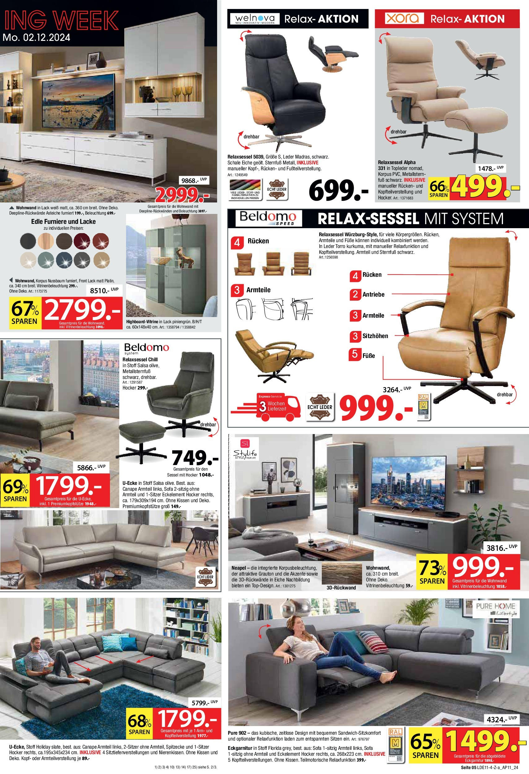 Zurbrüggen BLACK FRIDAY Prospekt von 21.11.2024 | Seite: 5 | Produkte: Relaxsessel, Kissen, Sofa, Sessel