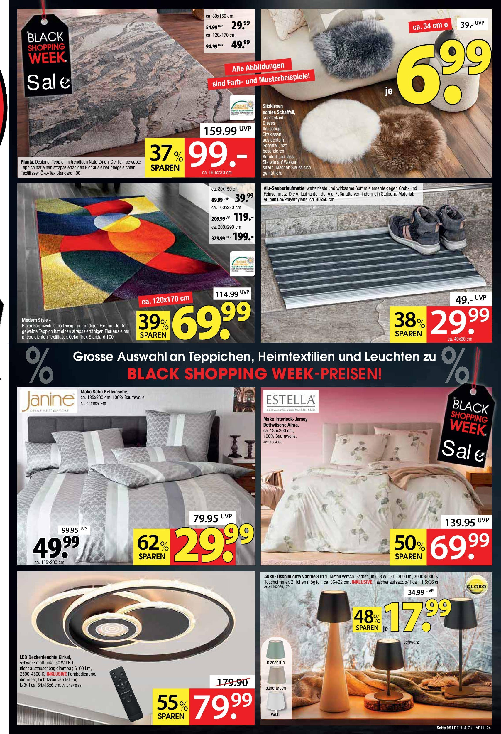 Zurbrüggen BLACK FRIDAY Prospekt von 21.11.2024 | Seite: 9 | Produkte: Iglo, Bettwäsche, Teppich