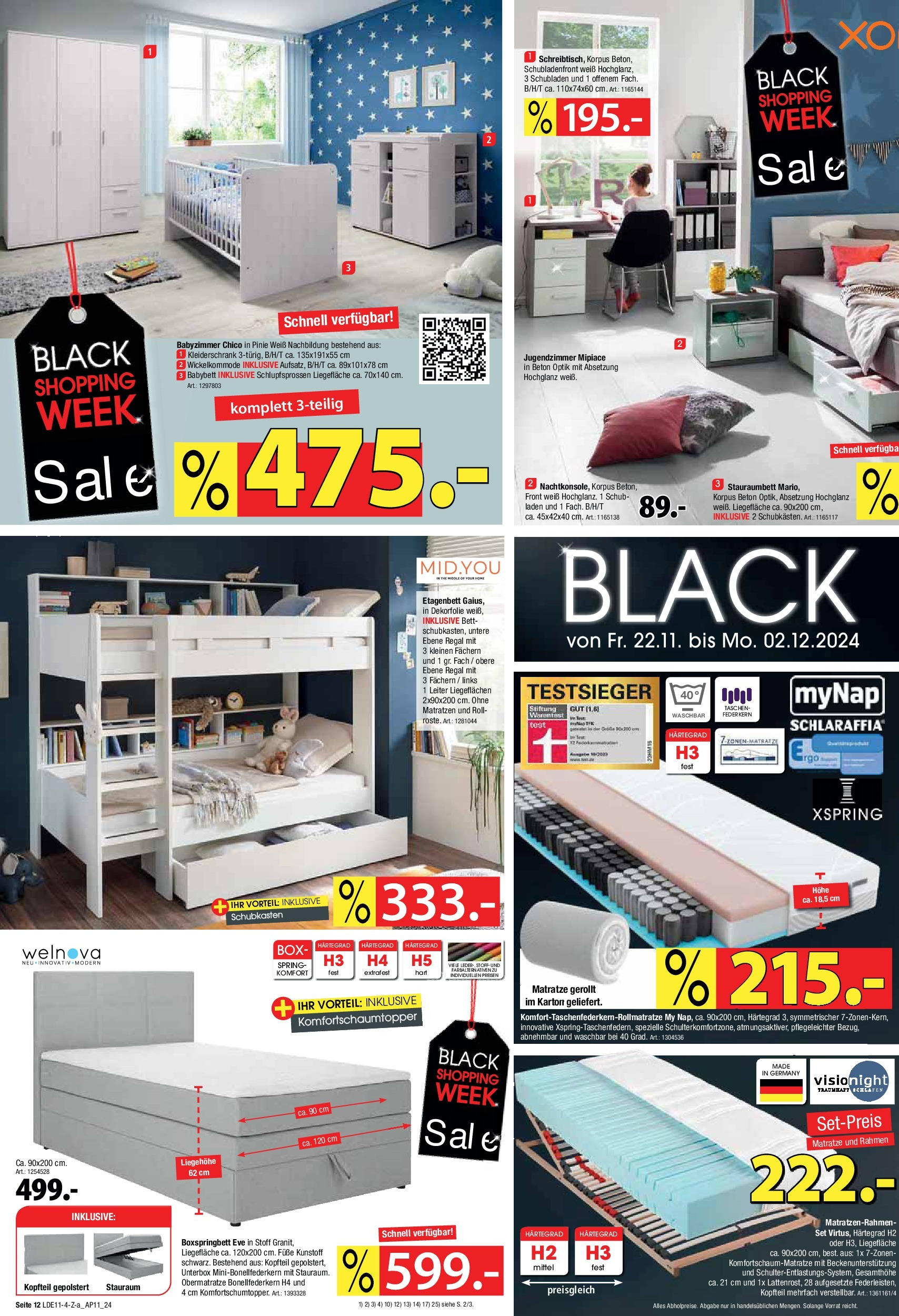 Zurbrüggen BLACK FRIDAY Prospekt von 21.11.2024 | Seite: 12 | Produkte: Bett, Kleiderschrank, Boxspringbett, Regal