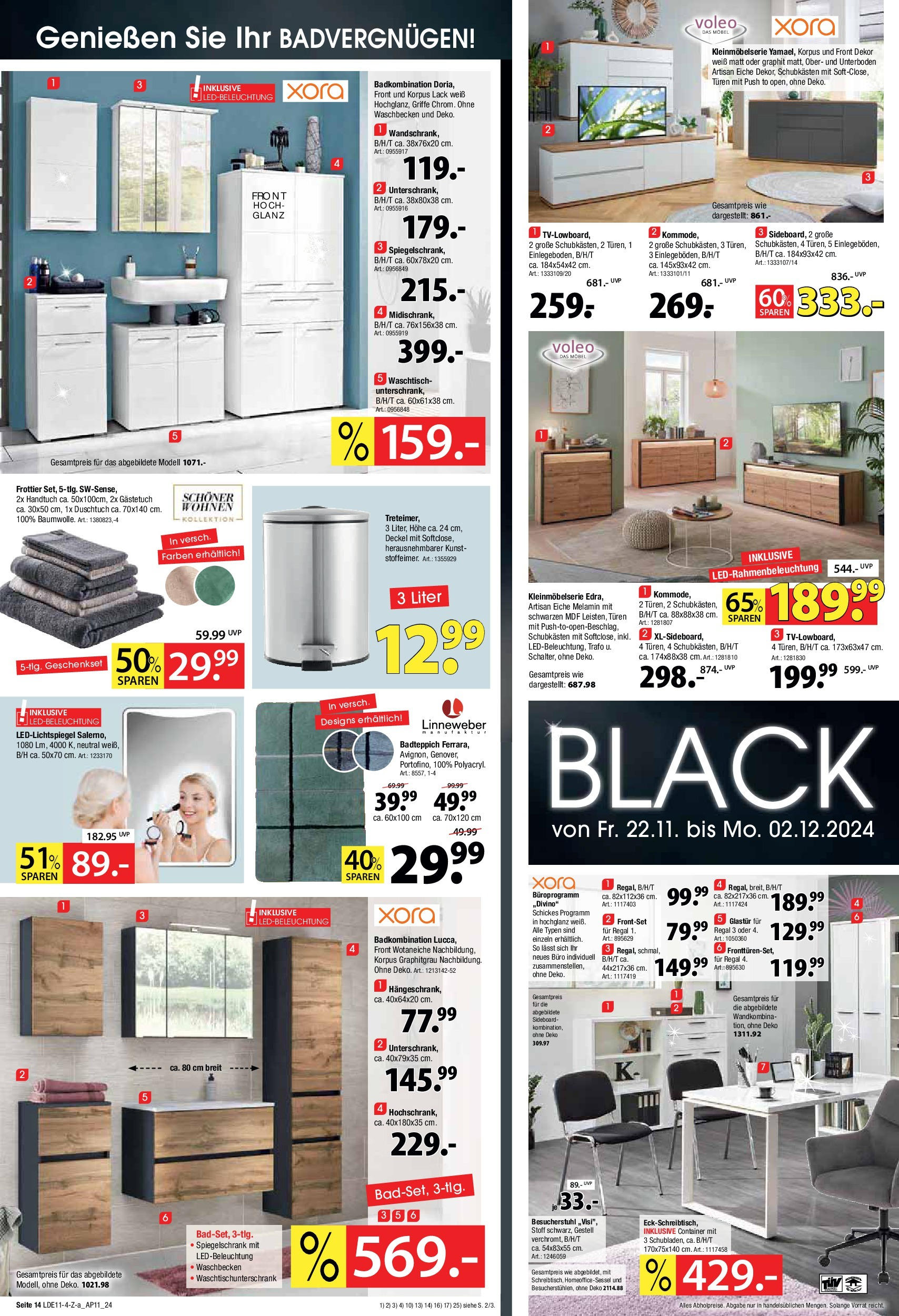 Zurbrüggen BLACK FRIDAY Prospekt von 21.11.2024 | Seite: 14 | Produkte: Sideboard, Regal, Waschbecken, Waschtisch