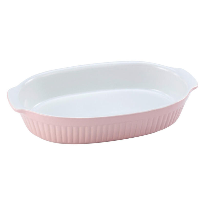 CreaTable Auflaufform Classic PASTELL Kitchen rosa Steinzeug B/H/L: ca. 33,5x5x19 cm