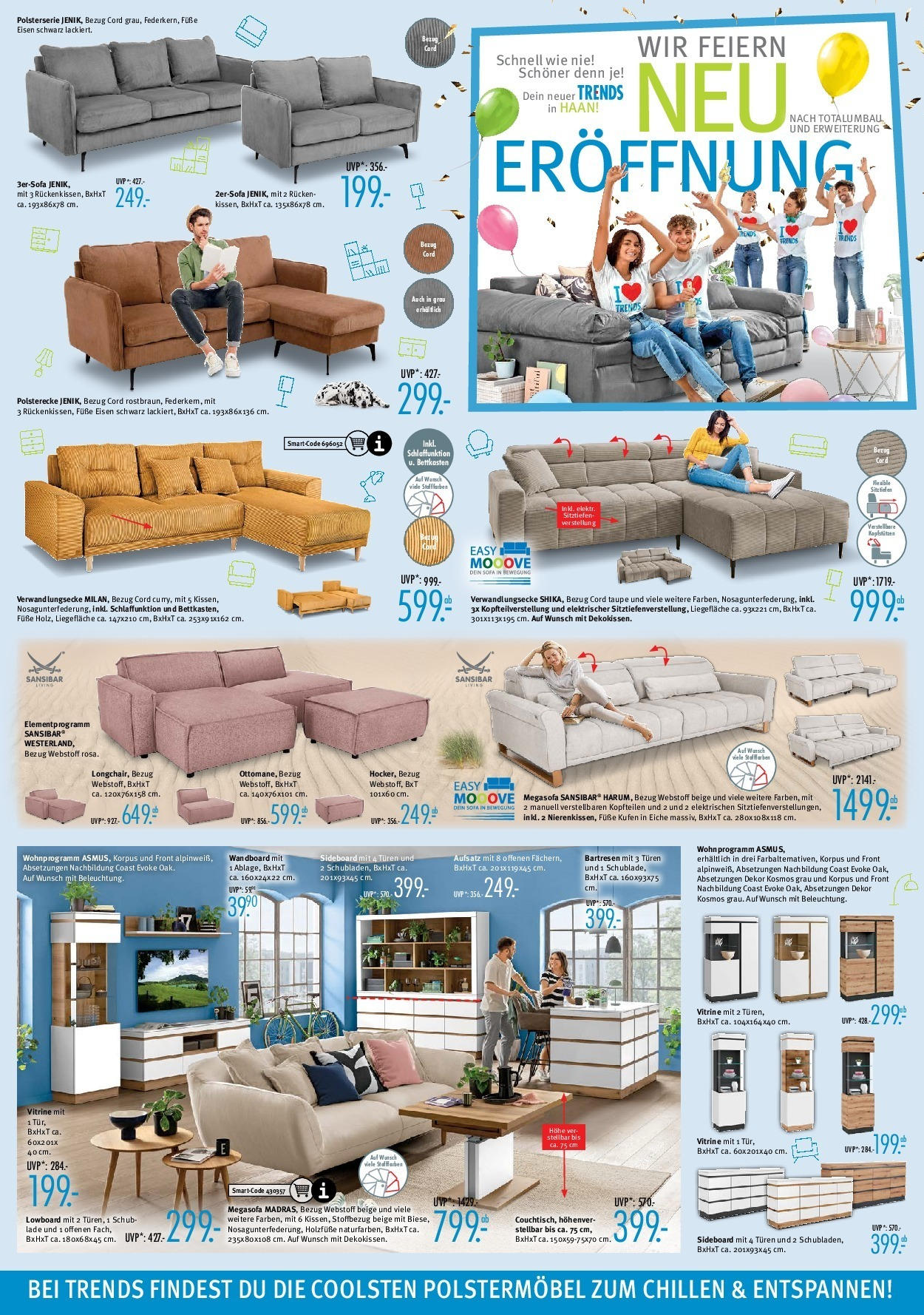 Trends - Ostermann Trends: Neue Möbel wirken Wunder. (ab 22.11.2024) zum Blättern | Seite: 2 | Produkte: Lowboard, Wandboard, Sofa, Tür