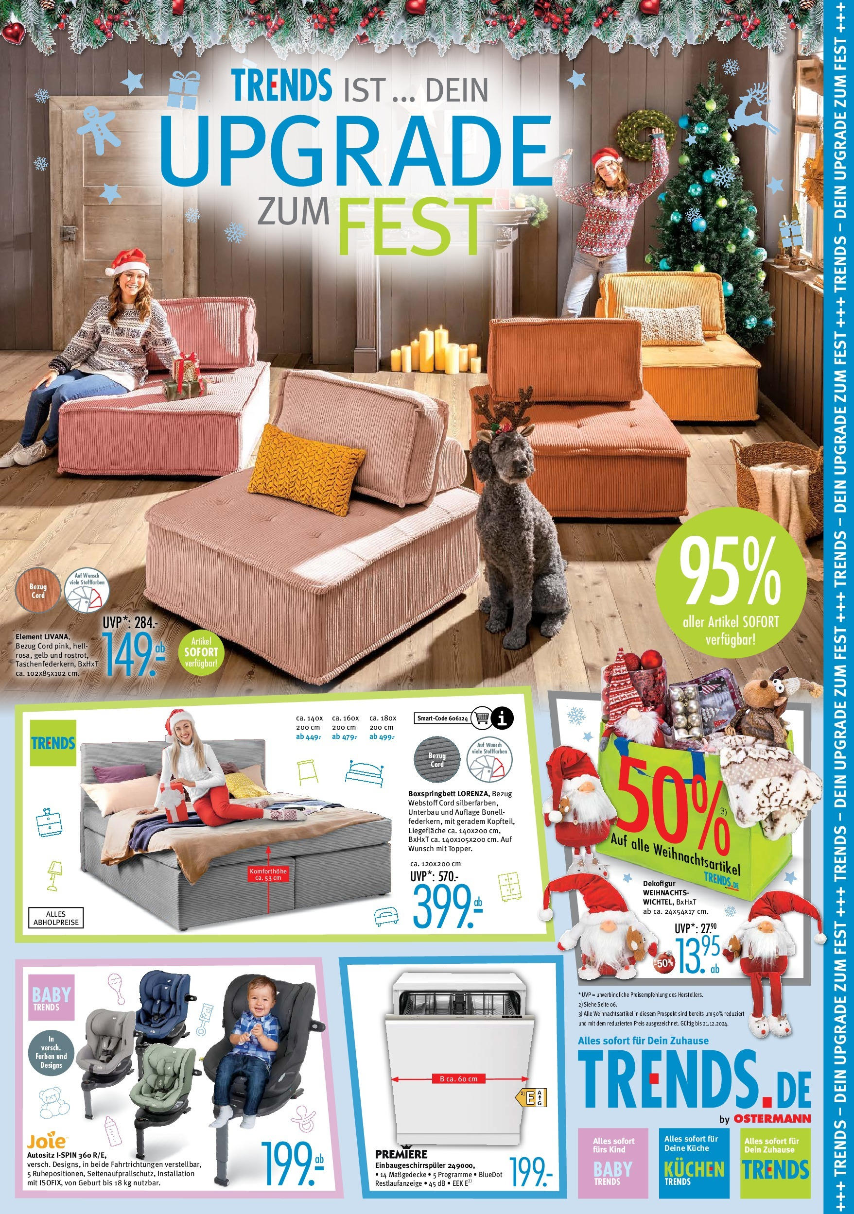 Trends Angebote (ab 30.11.2024) zum Blättern | Seite: 1 | Produkte: Boxspringbett, Küche, Kuchen