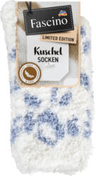 Fascino Kuschelsocken mit recyceltem Polyester & Leo-Muster weiß & blau Gr. 39-42