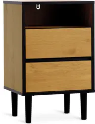 JYSK Нощно шкафче ODENSE 2 чекмеджета цвят топълдъб/черно