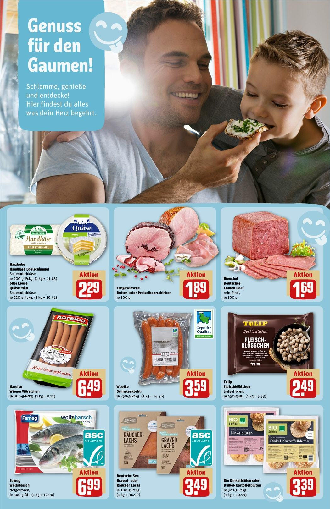 Rewe - Rewe: Wochenangebote (ab 24.11.2024) zum Blättern » Angebote | Seite: 15 | Produkte: Wiener wurstchen, Butter, Lachs, Fleisch