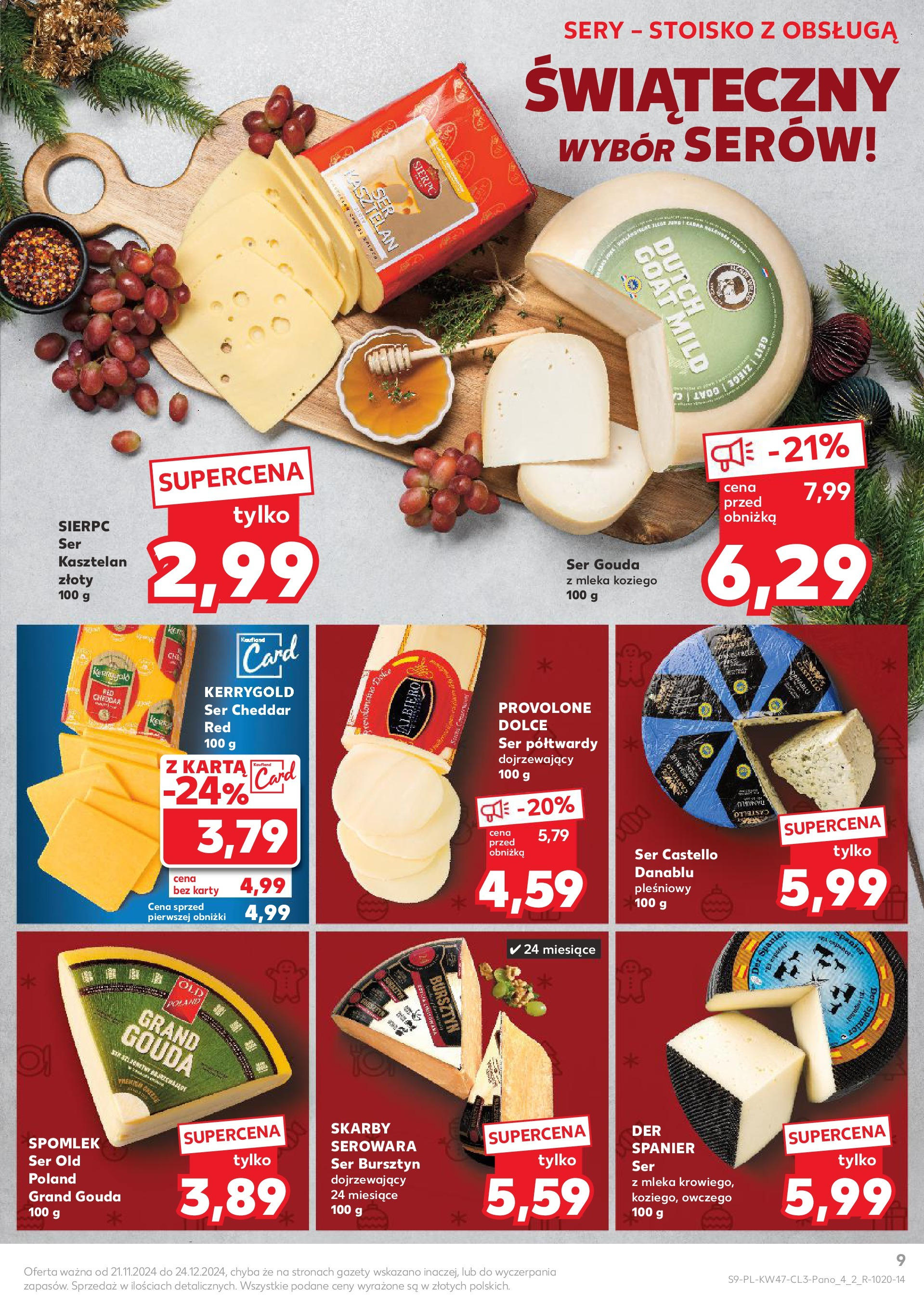 Kaufland gazetka od 21.11.2024 | Boże Narodzenie 🎄🎁 | Strona: 9 | Produkty: Karta, Sery, Ser, Ser gouda