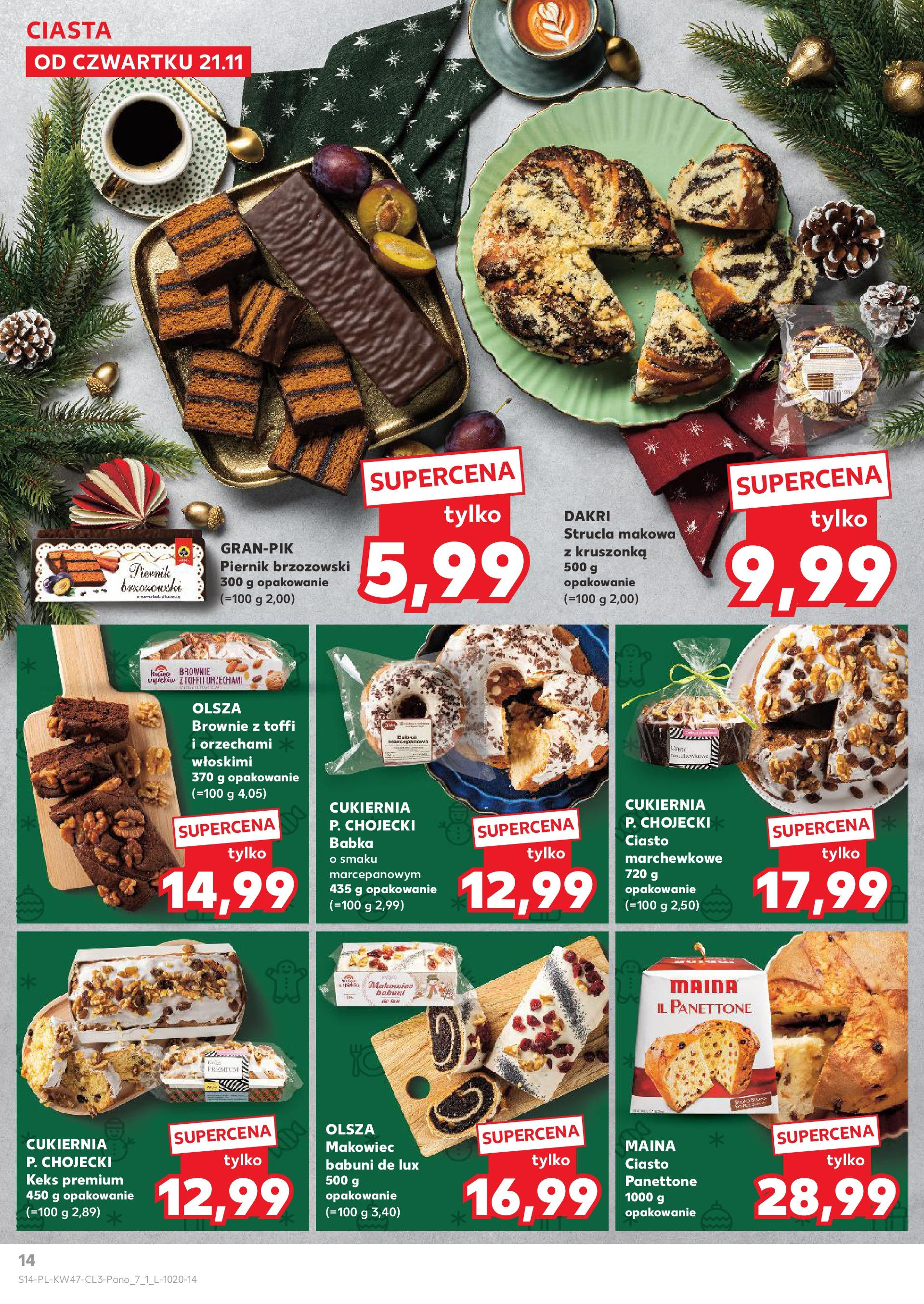 Kaufland gazetka od 21.11.2024 | Boże Narodzenie 🎄🎁 | Strona: 14 | Produkty: Ciasto, Piernik, Babka, Brownie