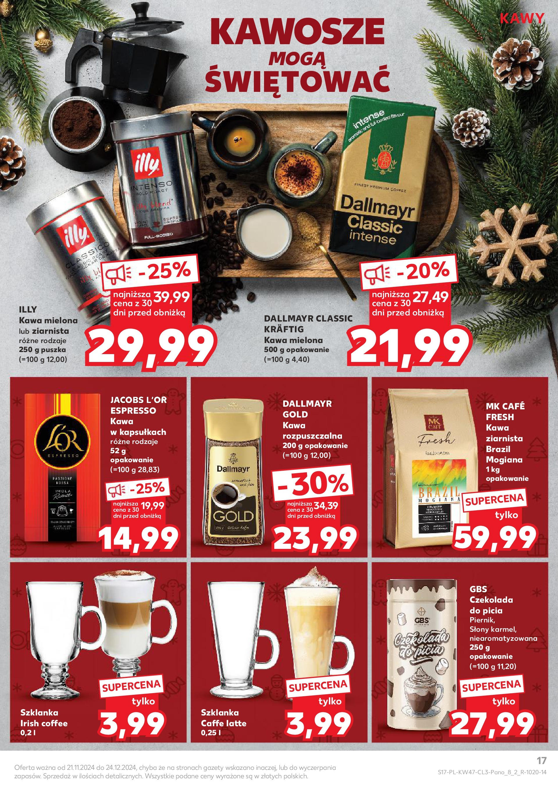 Kaufland gazetka od 21.11.2024 | Boże Narodzenie 🎄🎁 | Strona: 17 | Produkty: Szklanka, Czekolada do picia, Kawa, Czekolada