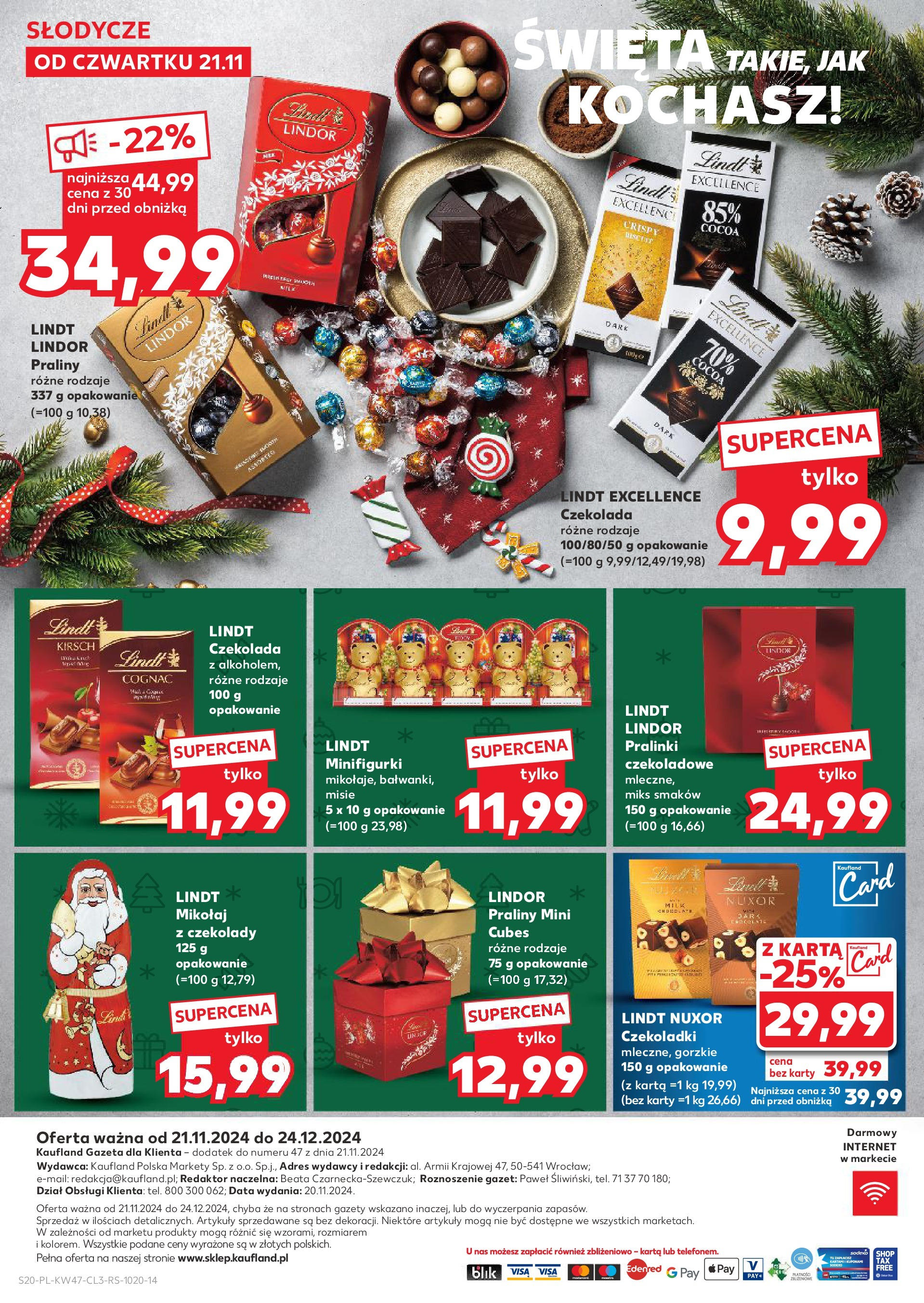 Kaufland gazetka od 21.11.2024 | Boże Narodzenie 🎄🎁 | Strona: 20 | Produkty: Karta, Czekolady, Słodycze, Czekoladki