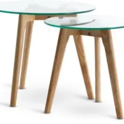 JYSK Set de mese FALSLED Ø50/40 sticlă/stejar natur