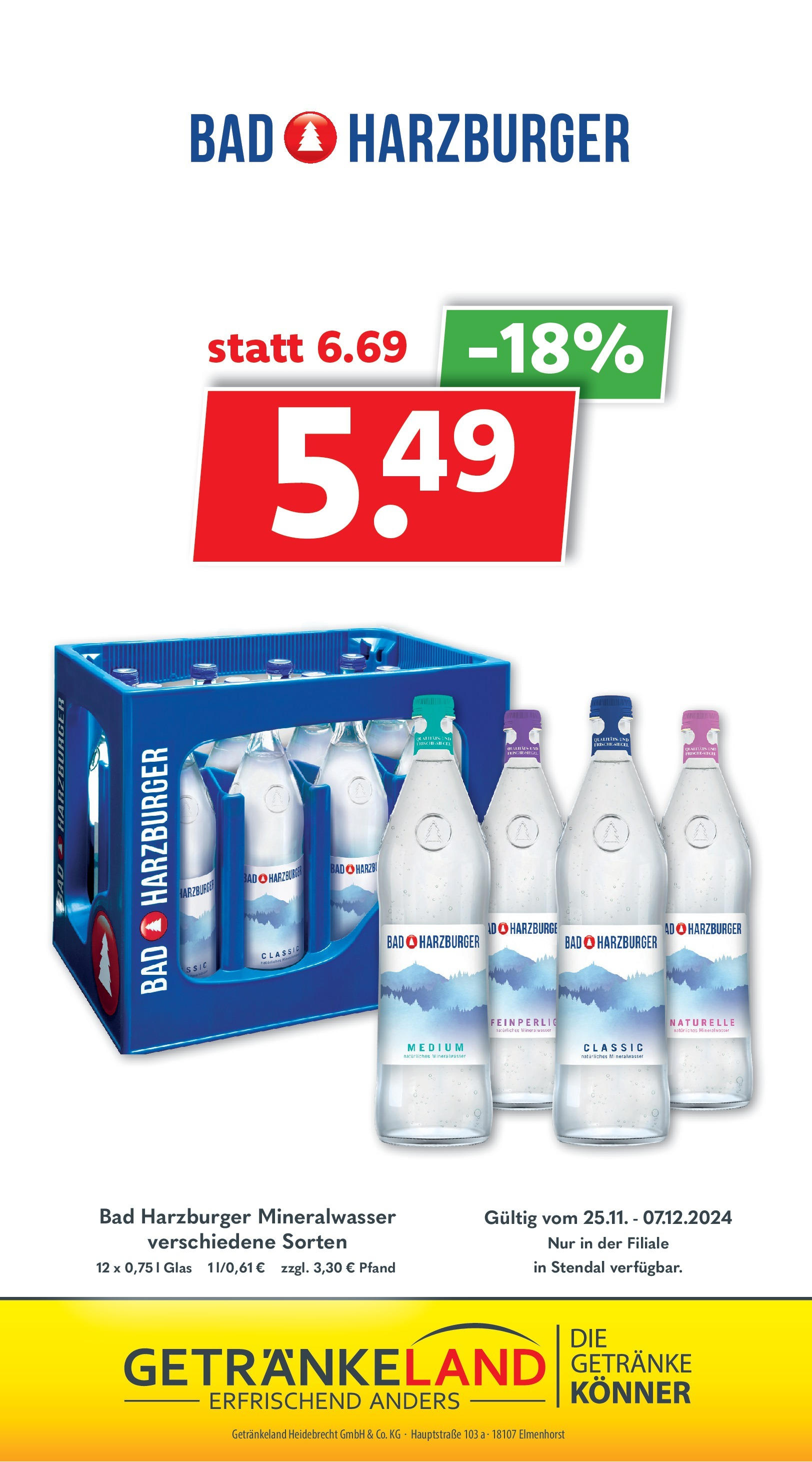 Getränkeland - Getränkeangebote (ab 24.11.2024) zum Blättern | Seite: 11 | Produkte: Bad, Mineralwasser