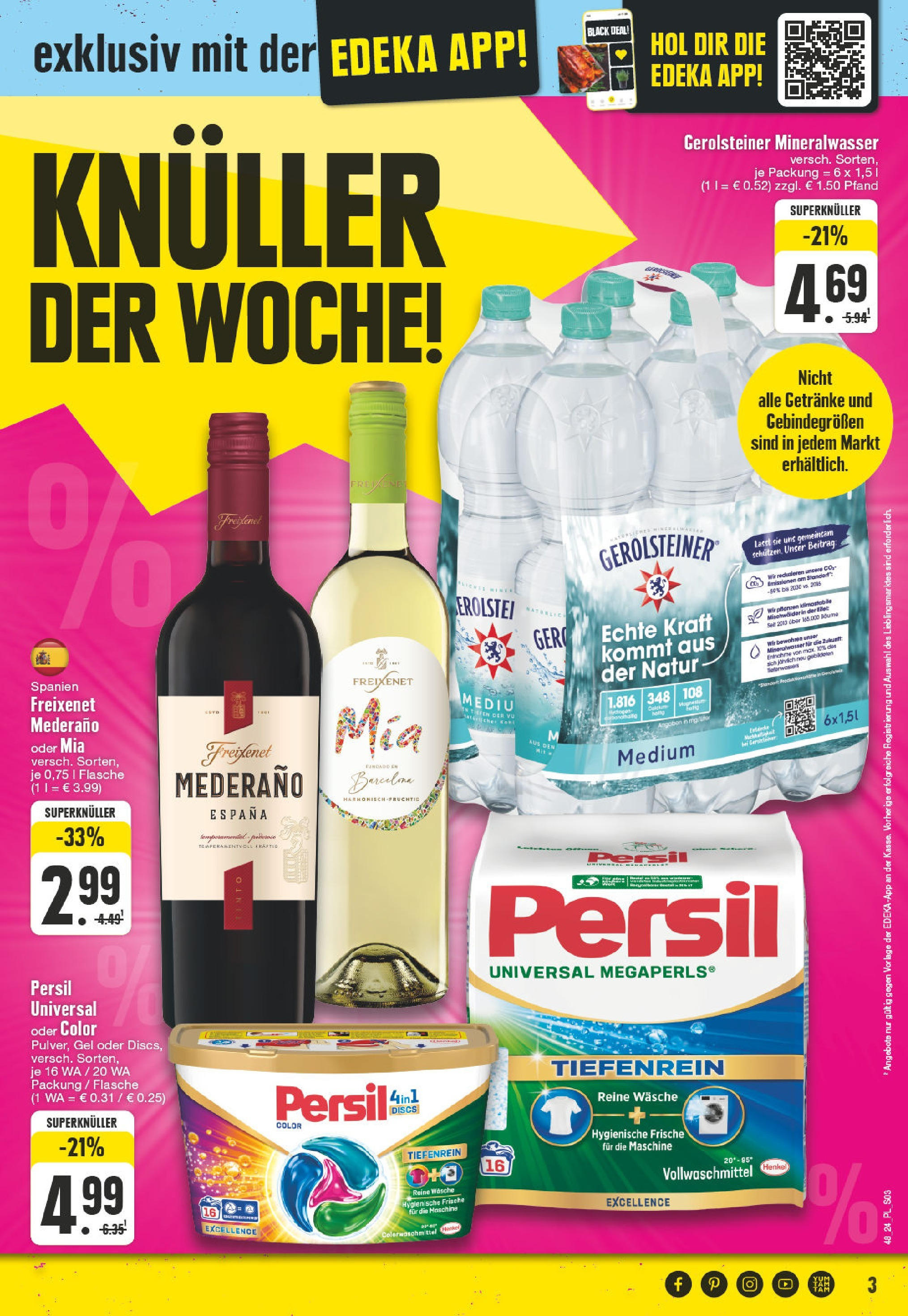 Edeka - EDEKA: Wochenangebote (ab 24.11.2024) » Angebote Online | Seite: 3 | Produkte: Freixenet, Freixenet mederano, Persil, Gerolsteiner