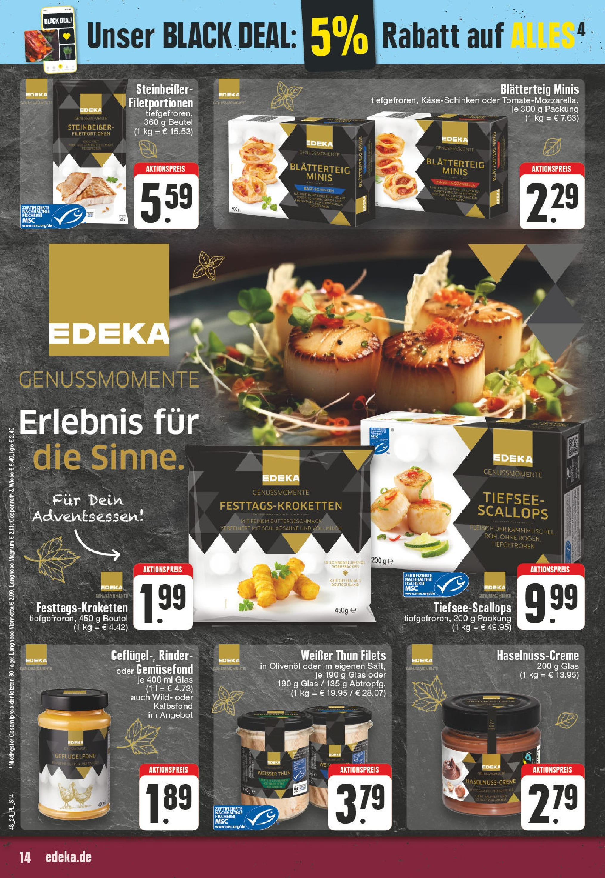 Edeka - EDEKA: Wochenangebote (ab 24.11.2024) » Angebote Online | Seite: 14 | Produkte: Langnese, Schlagsahne, Iglo, Olivenol