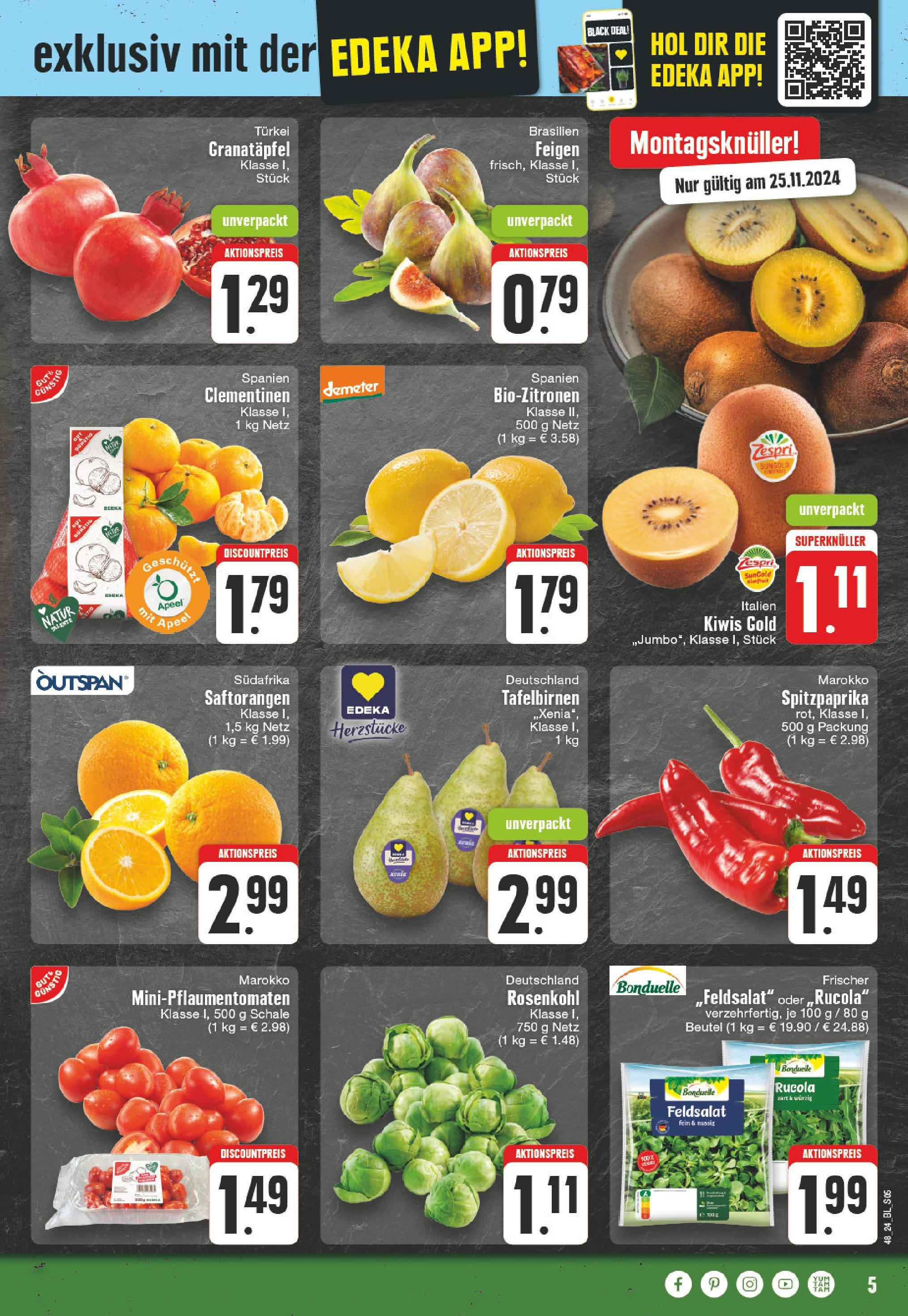 Edeka - EDEKA: Wochenangebote (ab 24.11.2024) » Angebote Online | Seite: 5 | Produkte: Granatapfel, Rucola