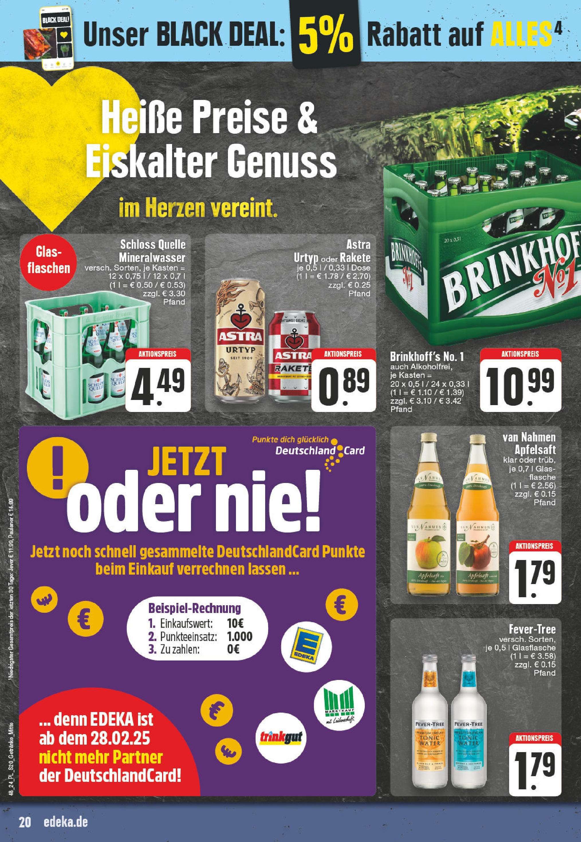 Edeka - EDEKA: Wochenangebote (ab 24.11.2024) » Angebote Online | Seite: 20 | Produkte: Astra, Apfelsaft, Mineralwasser, Jever