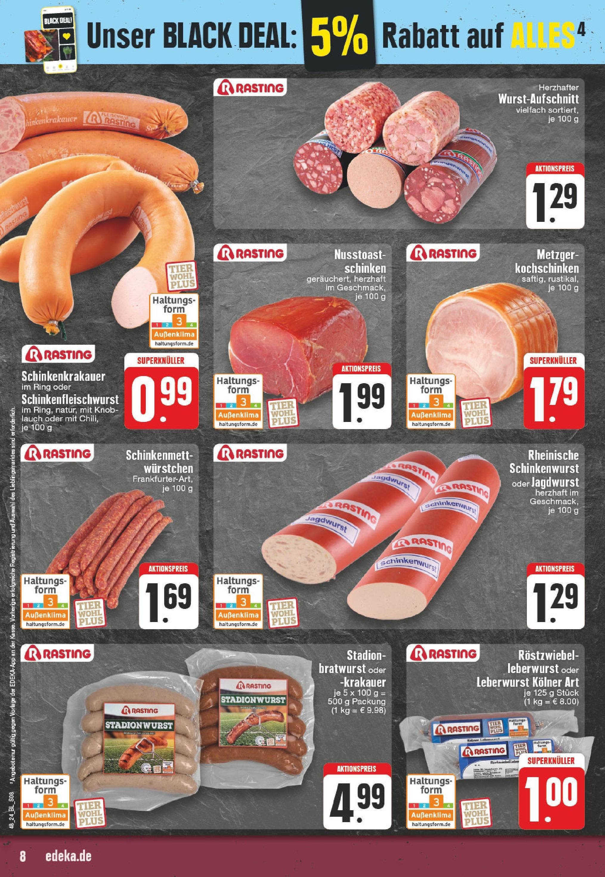 Edeka - EDEKA: Wochenangebote (ab 24.11.2024) » Angebote Online | Seite: 8 | Produkte: Bratwurst, Schinken