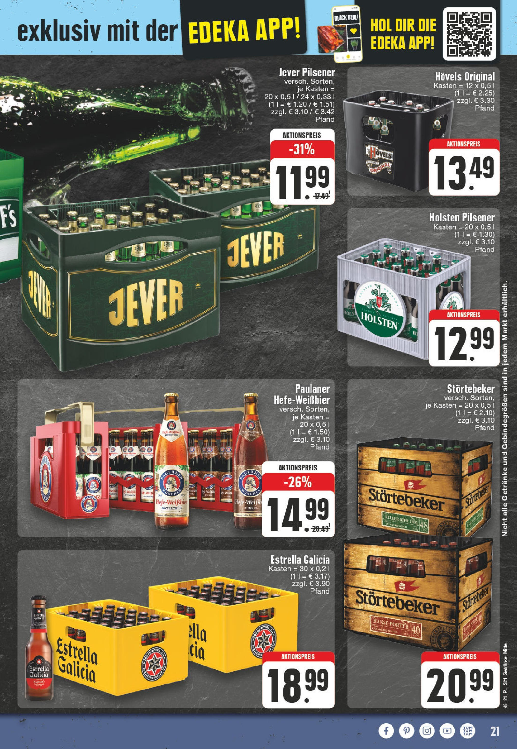 Edeka - EDEKA: Wochenangebote (ab 24.11.2024) » Angebote Online | Seite: 21 | Produkte: Bier, Holsten, Jever, Paulaner