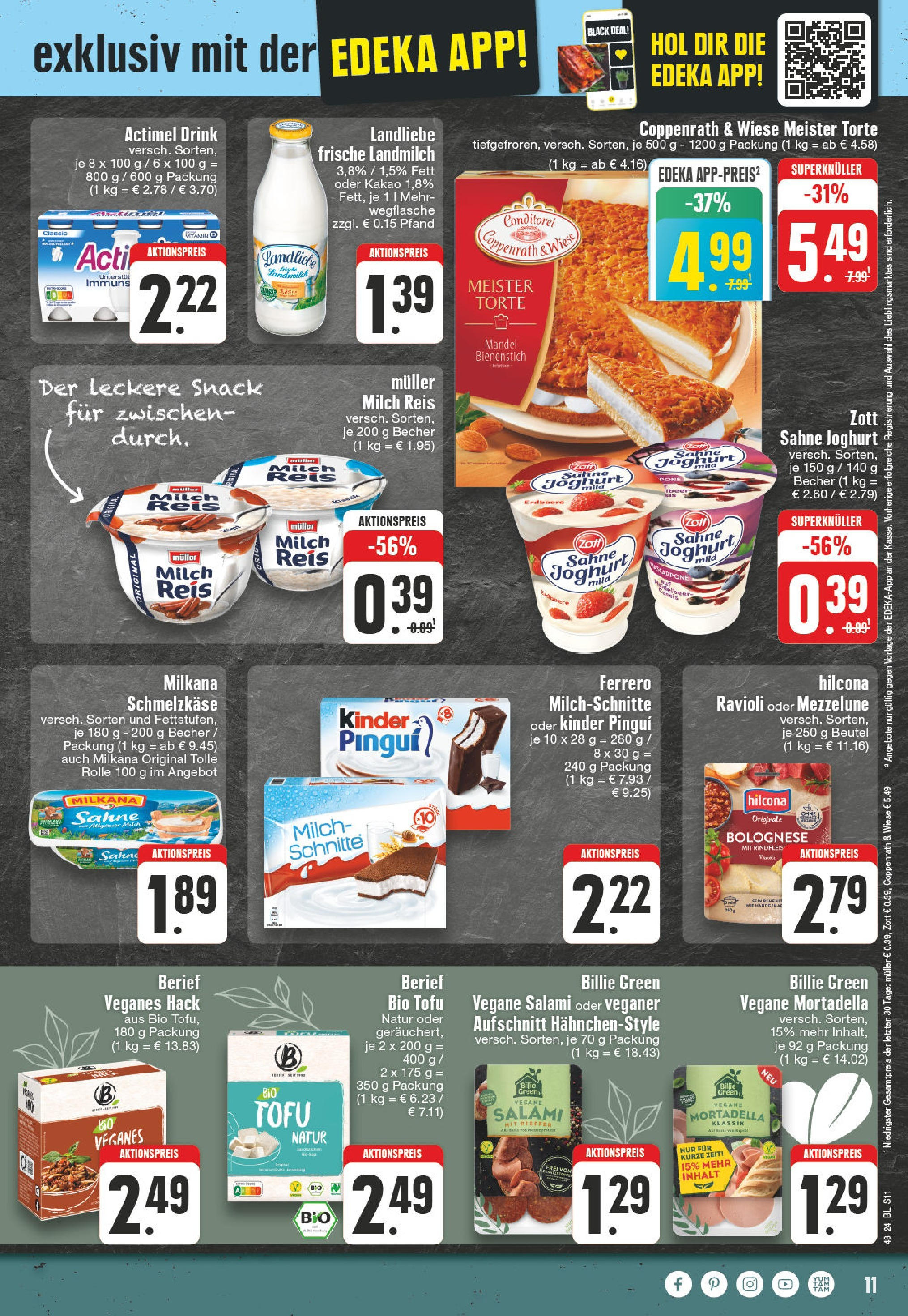 Edeka - EDEKA: Wochenangebote (ab 24.11.2024) » Angebote Online | Seite: 11 | Produkte: Milch, Joghurt, Reis, Sahne