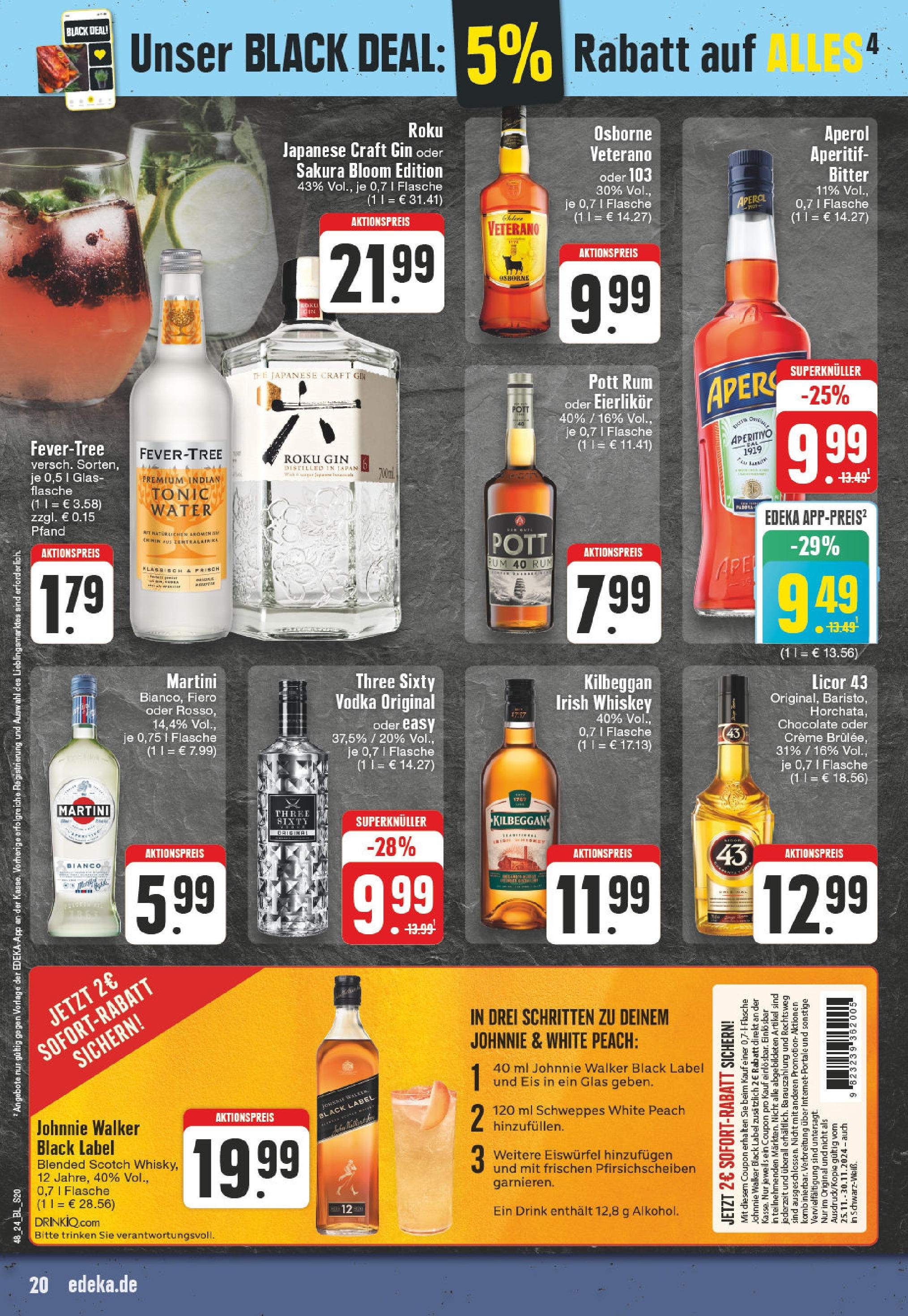 Edeka - EDEKA: Wochenangebote (ab 24.11.2024) » Angebote Online | Seite: 20 | Produkte: Martini, Osborne, Eis, Johnnie walker