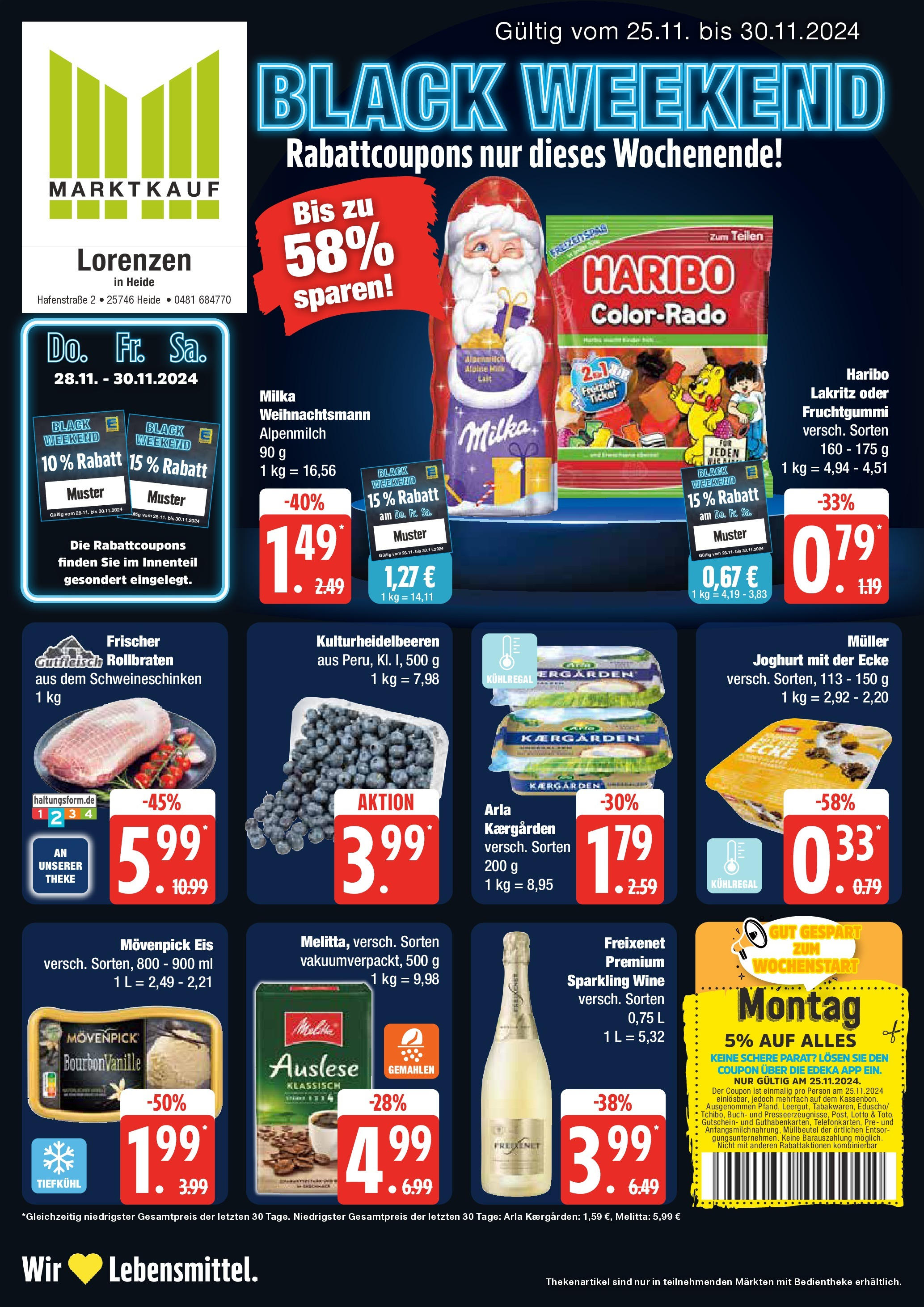 Marktkauf - Heide, Hafenstraße 2  (ab 25.11.2024) » Angebote online | Seite: 1 | Produkte: Melitta, Joghurt, Freixenet, Milka