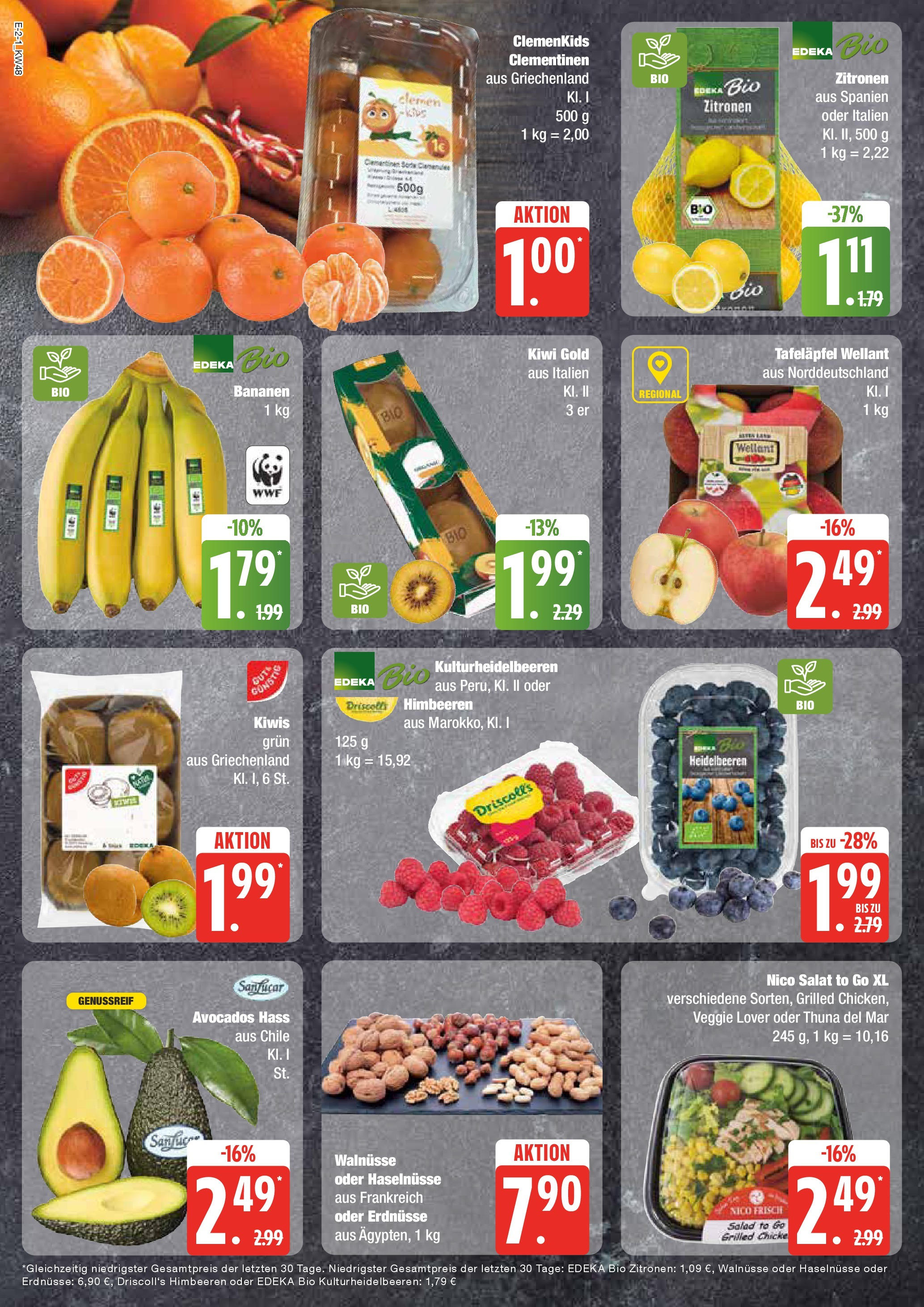 Edeka - EDEKA: Wochenangebote (ab 24.11.2024) » Angebote Online | Seite: 2 | Produkte: Himbeeren, Bananen, Heidelbeeren, Kiwi