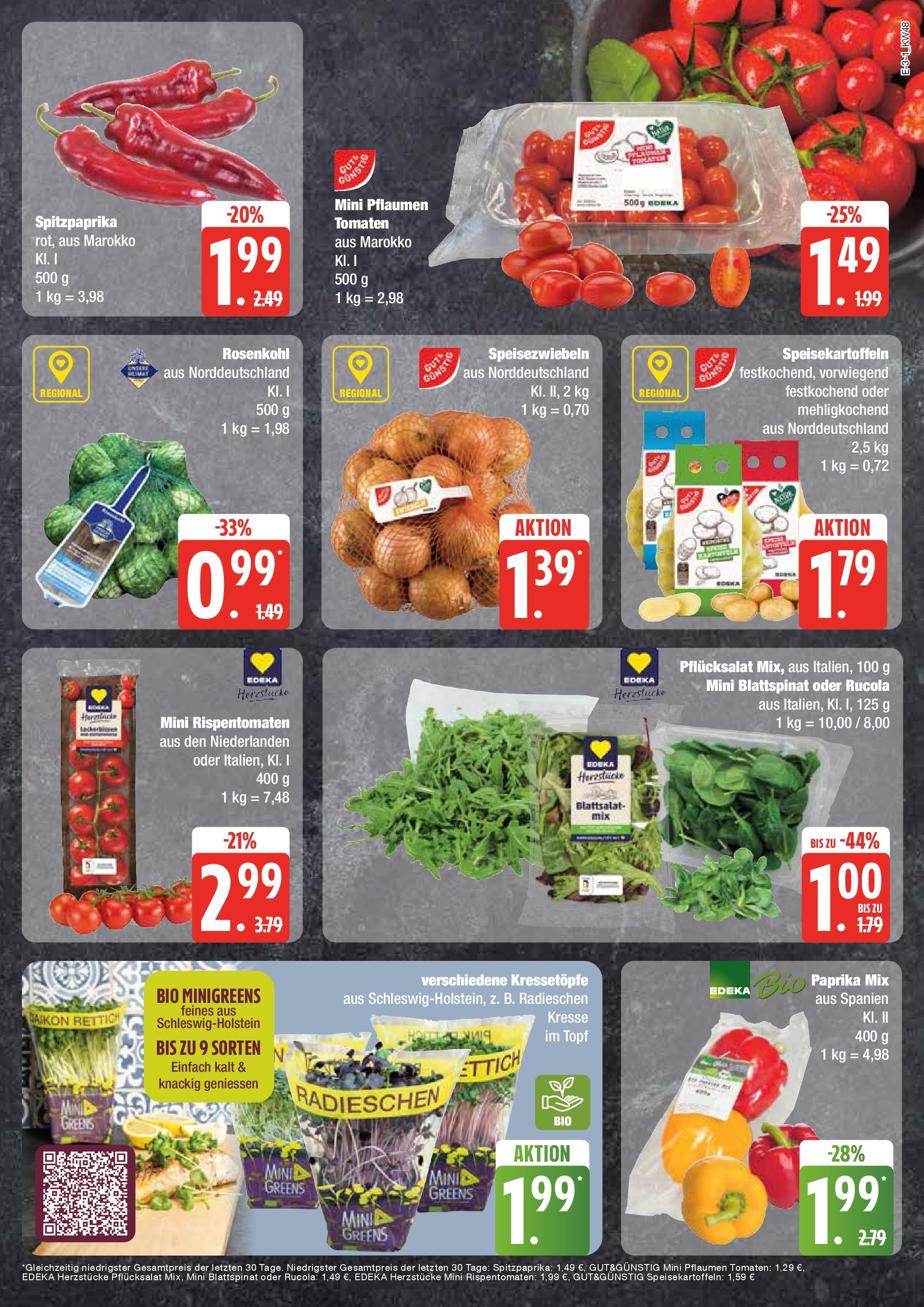 Edeka - EDEKA: Wochenangebote (ab 24.11.2024) » Angebote Online | Seite: 3 | Produkte: Pflaumen, Rucola, Tomaten, Paprika