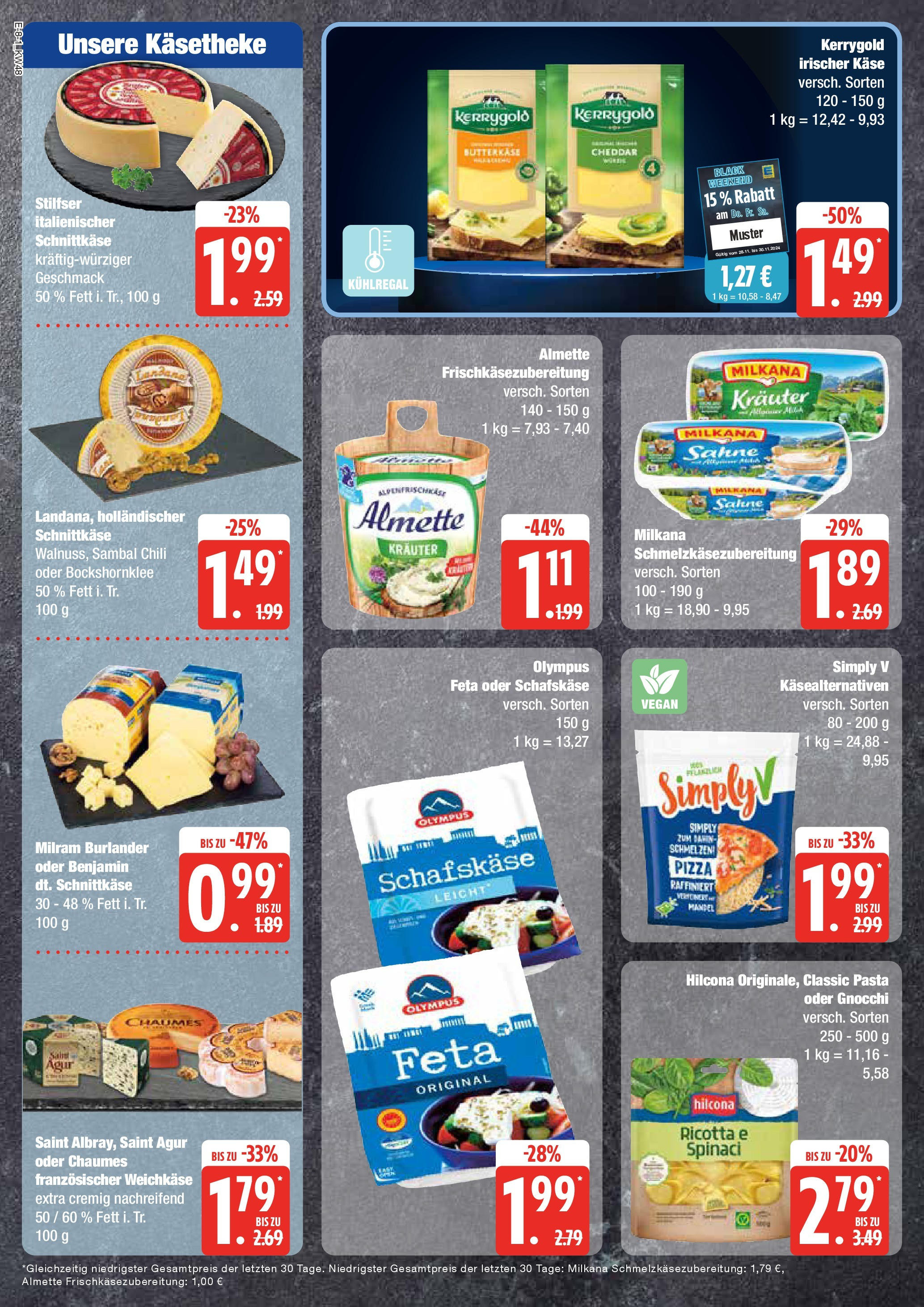 Edeka - EDEKA: Wochenangebote (ab 24.11.2024) » Angebote Online | Seite: 8 | Produkte: Käse, Milkana, Pizza, Schafskase