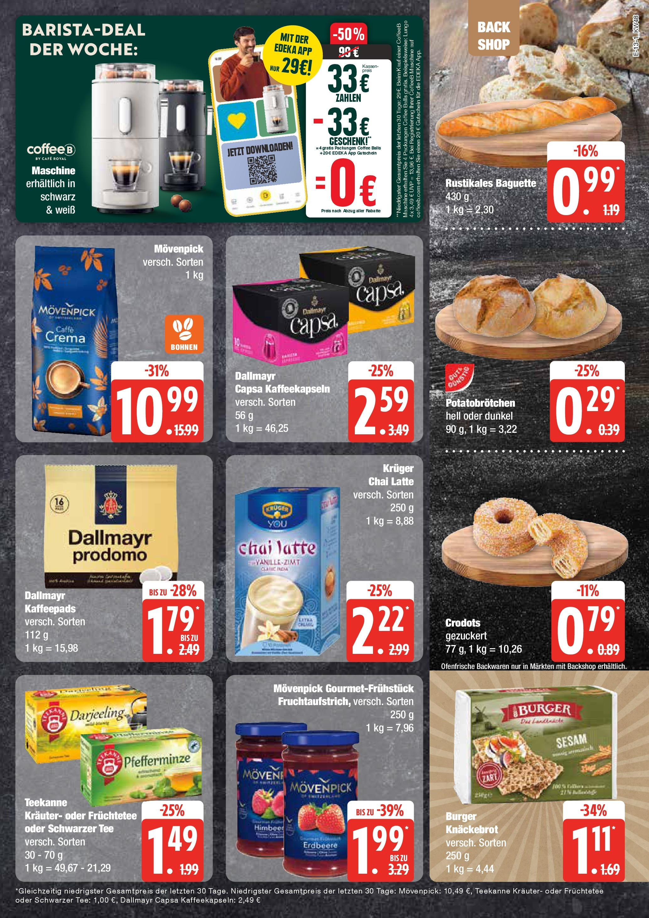 Edeka - EDEKA: Wochenangebote (ab 24.11.2024) » Angebote Online | Seite: 13 | Produkte: Burger, Baguette, Ofenfrische, Teekanne