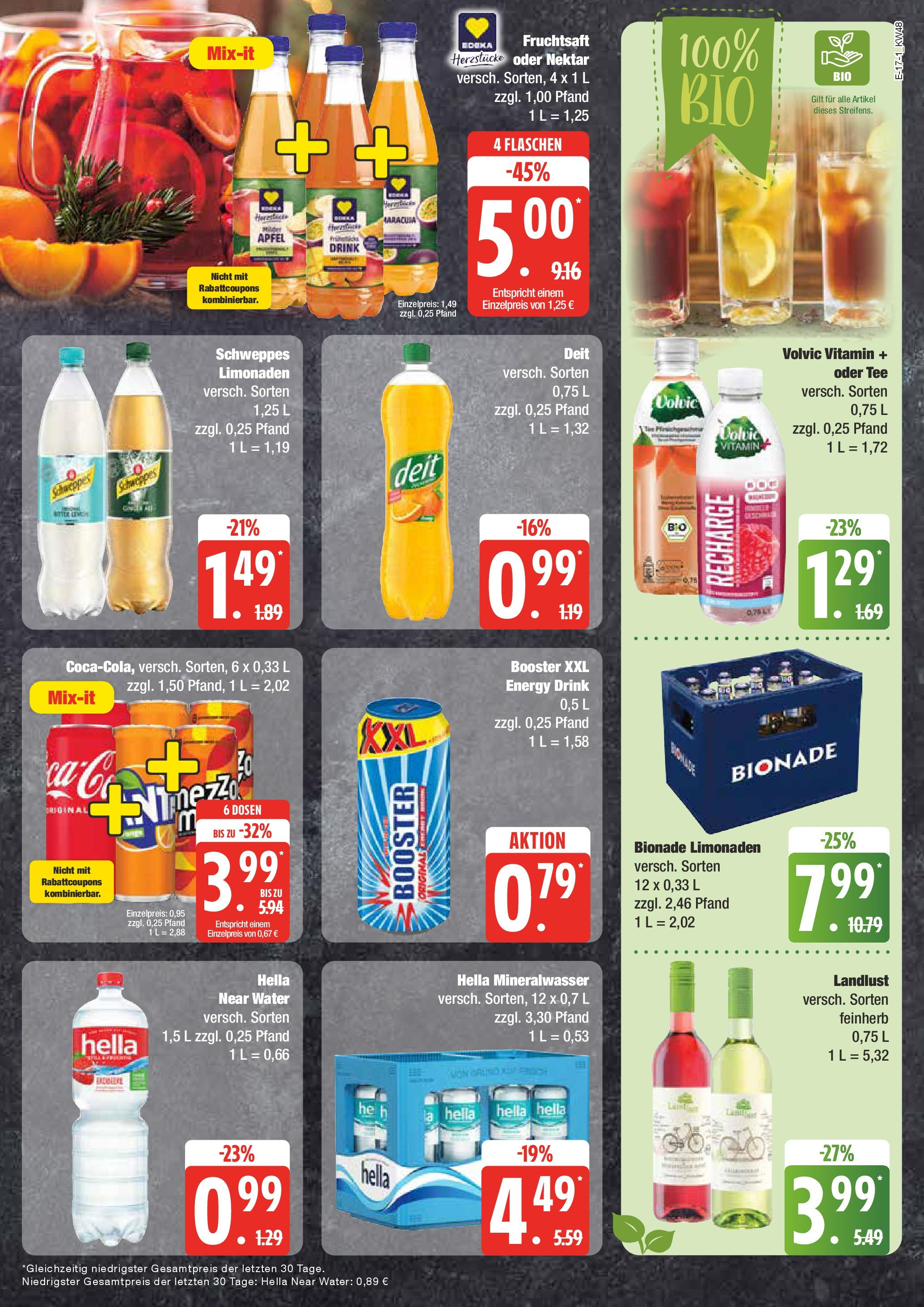 Edeka - EDEKA: Wochenangebote (ab 24.11.2024) » Angebote Online | Seite: 17 | Produkte: Energy, Bionade, Hella, Tee