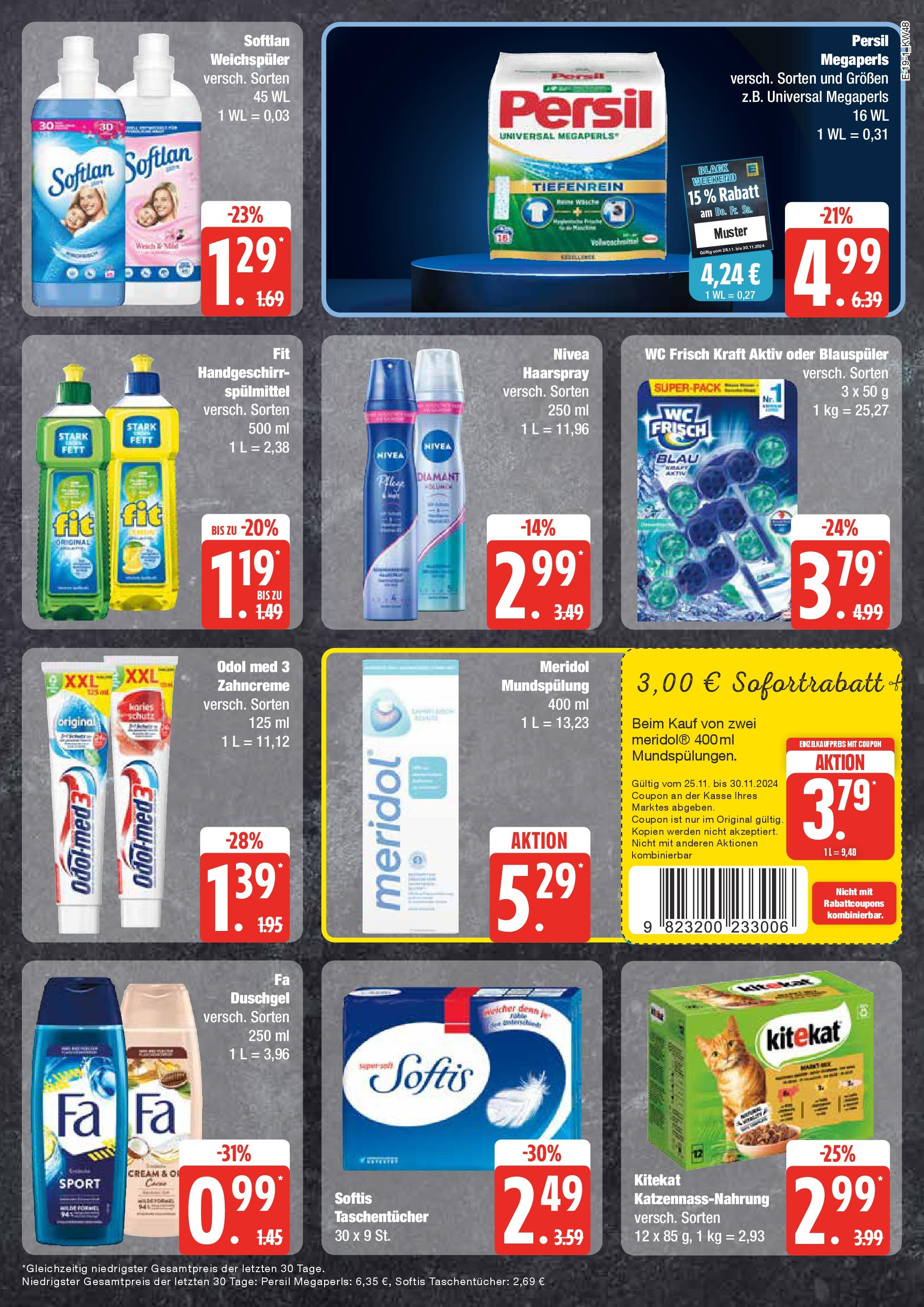 Edeka - EDEKA: Wochenangebote (ab 24.11.2024) » Angebote Online | Seite: 19 | Produkte: Haarspray, Weichspüler, Wc frisch, Persil