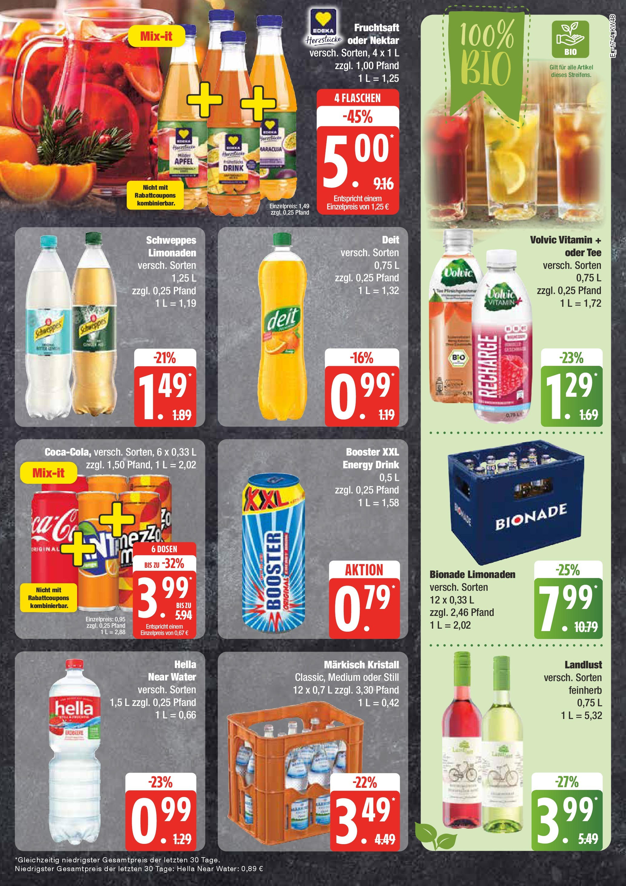 Marktkauf - Grevesmühlen, Klützer Straße 57  (ab 25.11.2024) » Angebote online | Seite: 17 | Produkte: Bionade, Schweppes, Volvic, Fruchtsaft