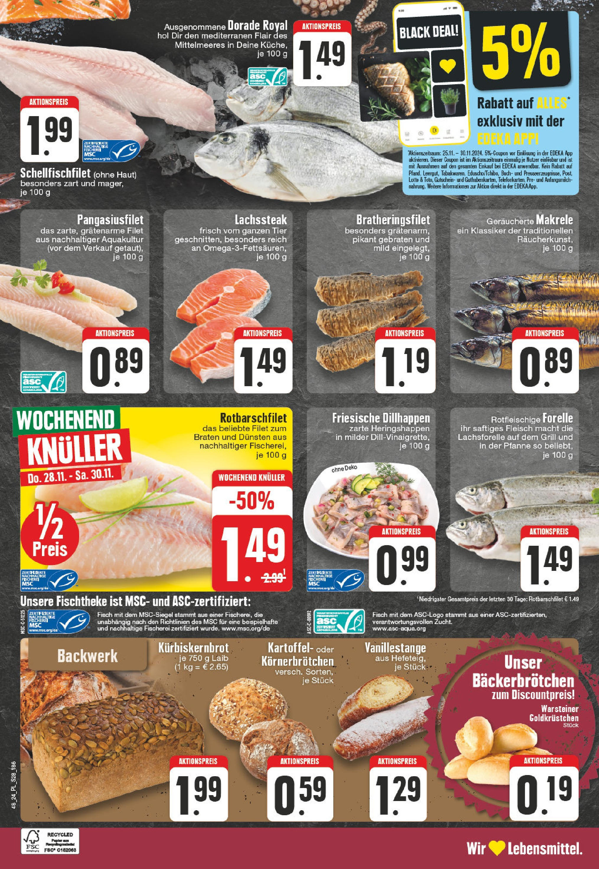 Edeka - E center: Wochenangebote (ab 24.11.2024) » Angebote Online | Seite: 28 | Produkte: Dorade, Fisch, Warsteiner, Fleisch