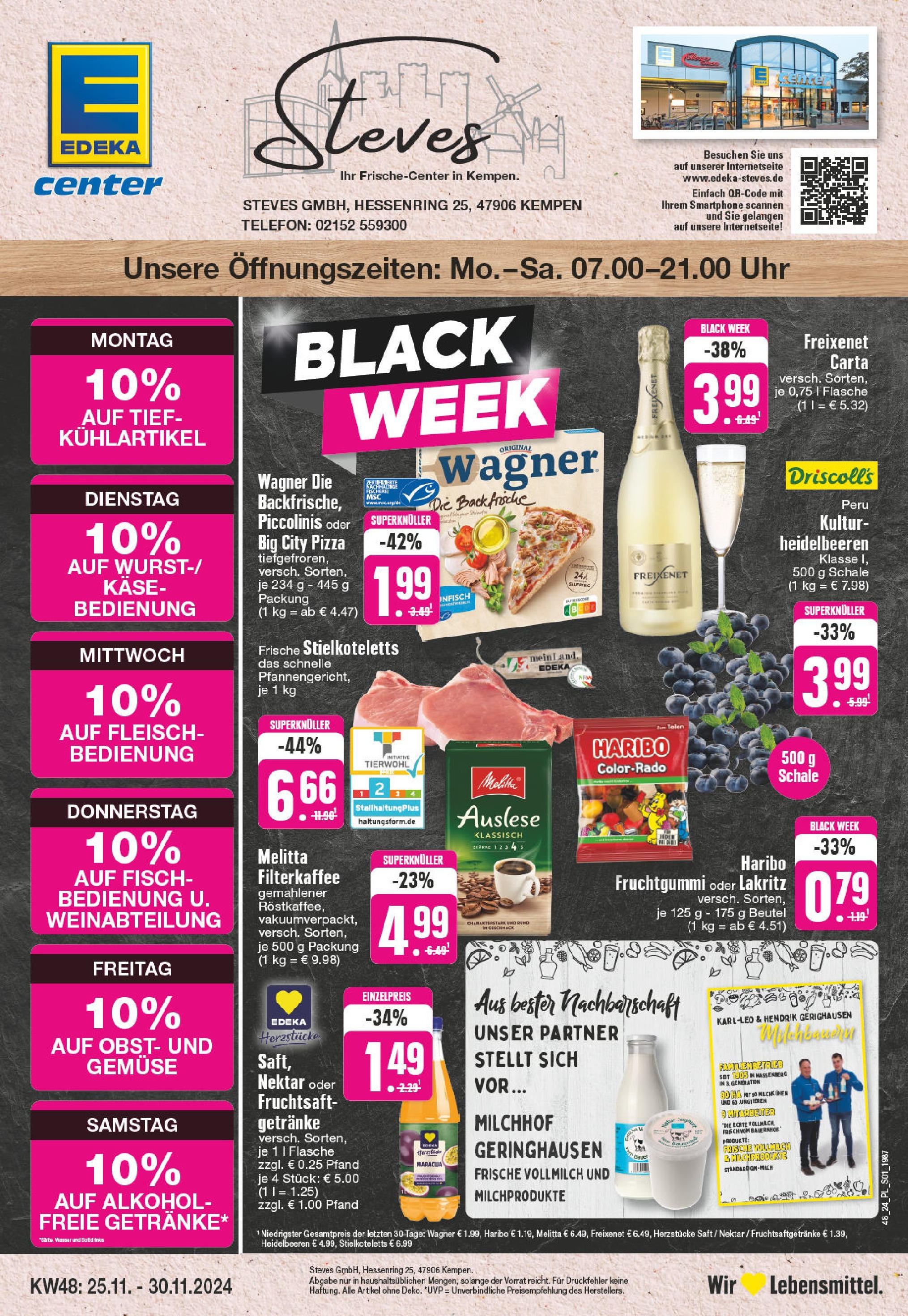 Edeka - E center: Wochenangebote (ab 24.11.2024) » Angebote Online | Seite: 1 | Produkte: Heidelbeeren, Fisch, Fruchtsaft, Smartphone