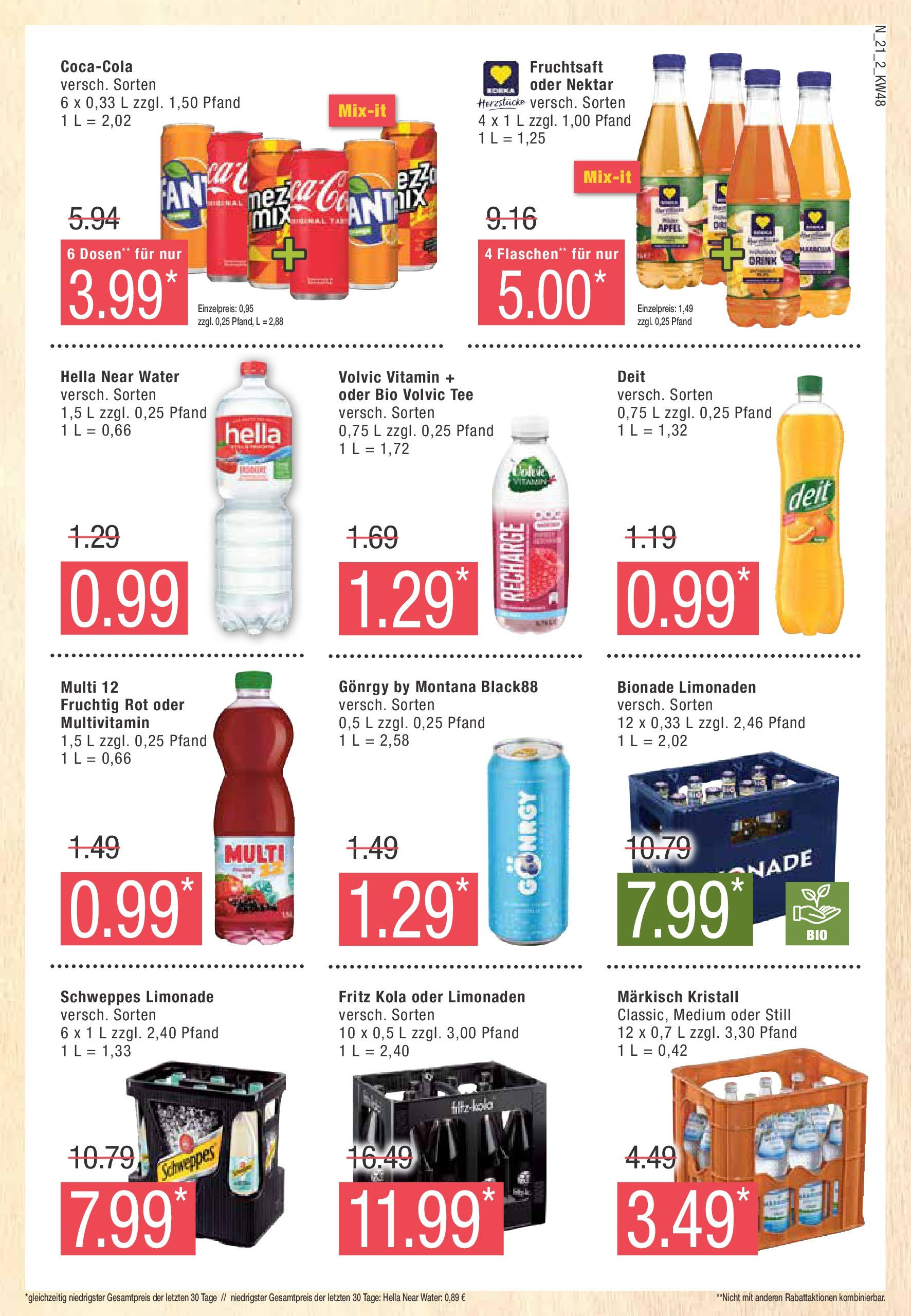 Marktkauf - Marktkauf: Wochenangebote (ab 24.11.2024) » Angebote online | Seite: 21 | Produkte: Fritz kola, Limonade, Schweppes, Hella