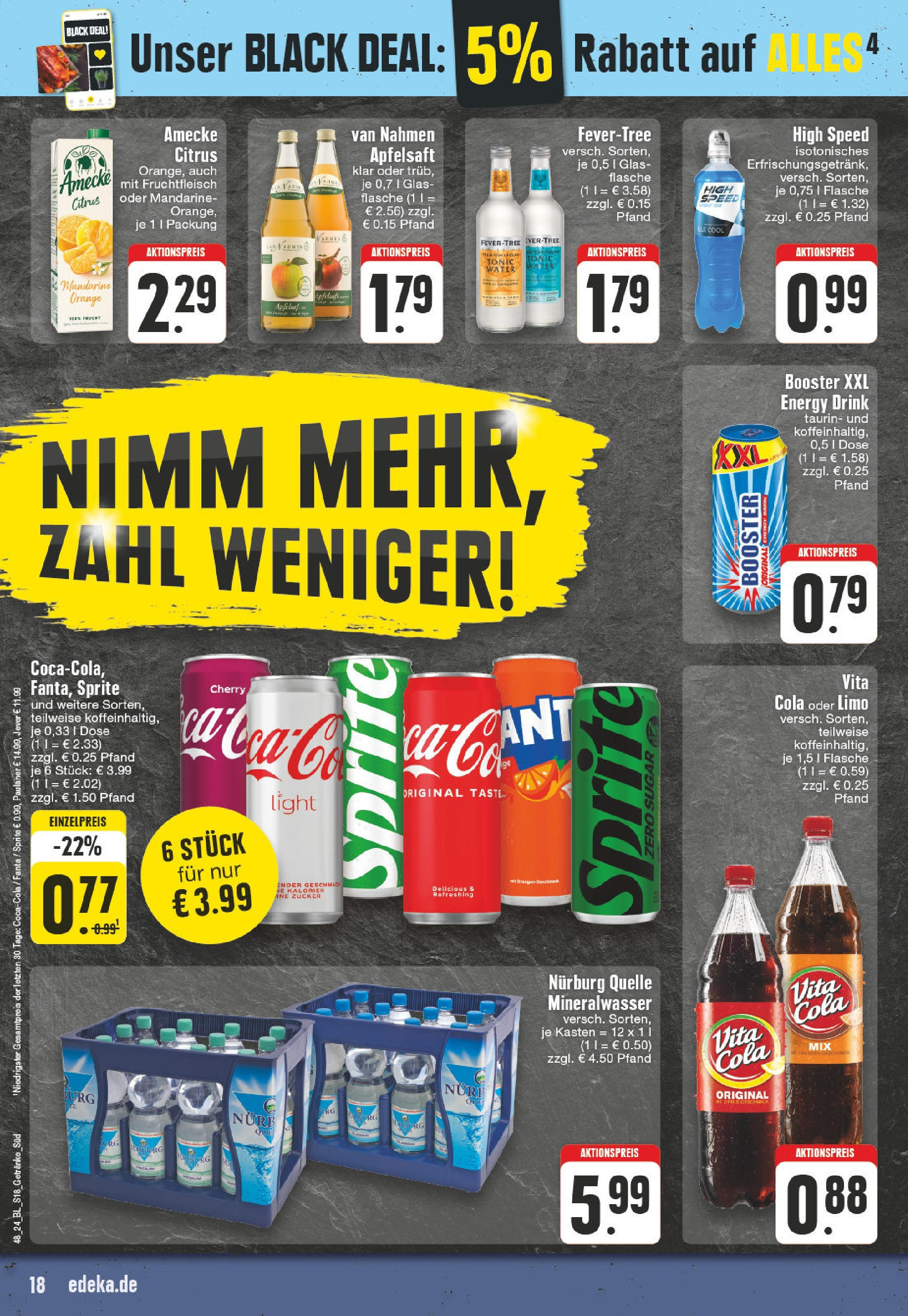 Edeka - EDEKA: Wochenangebote (ab 24.11.2024) » Angebote Online | Seite: 18 | Produkte: Sprite, Cola, Energy, Mineralwasser